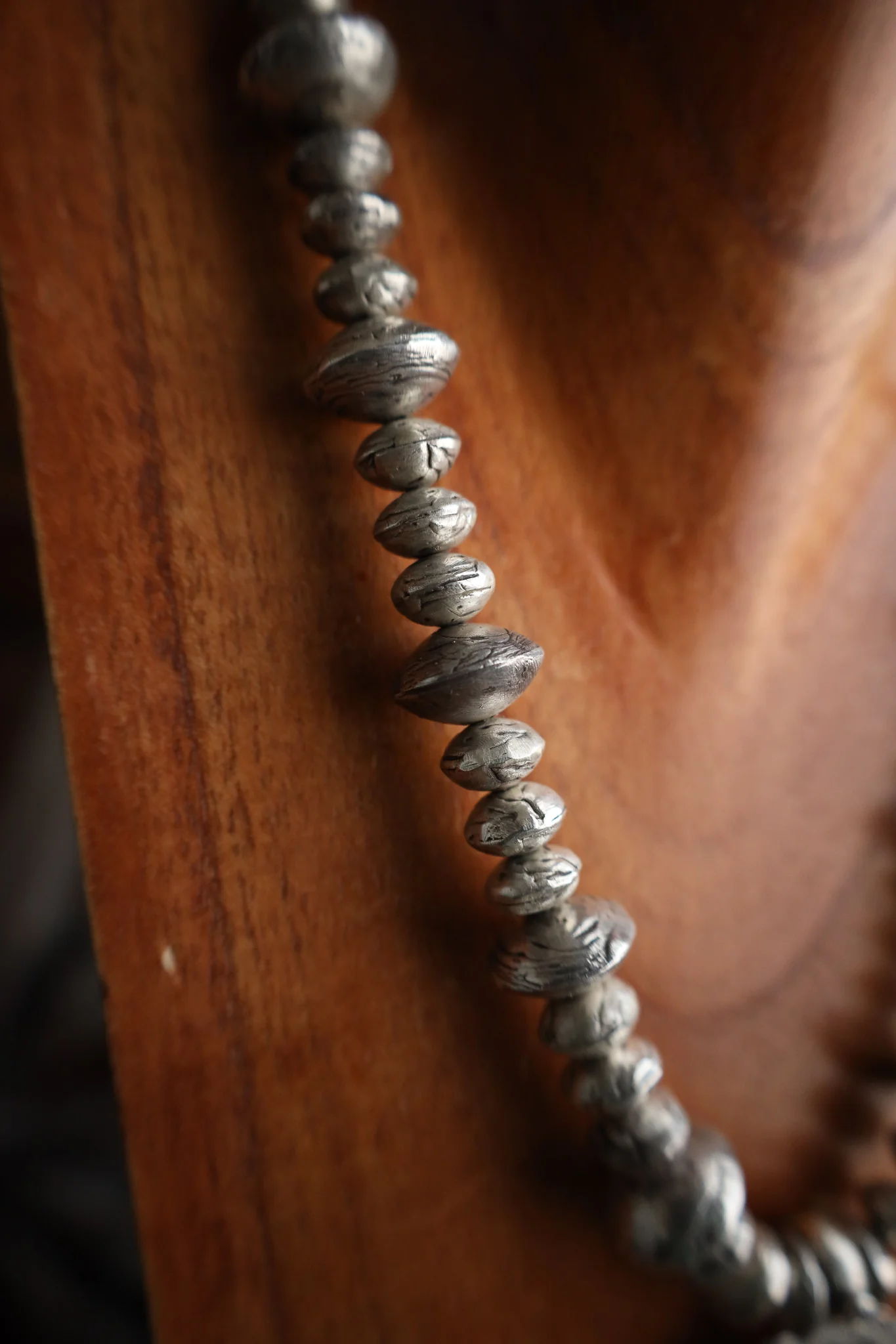 Love Tokens Sterling Silver Beads Oval Concho Diamond Necklace - Image 5