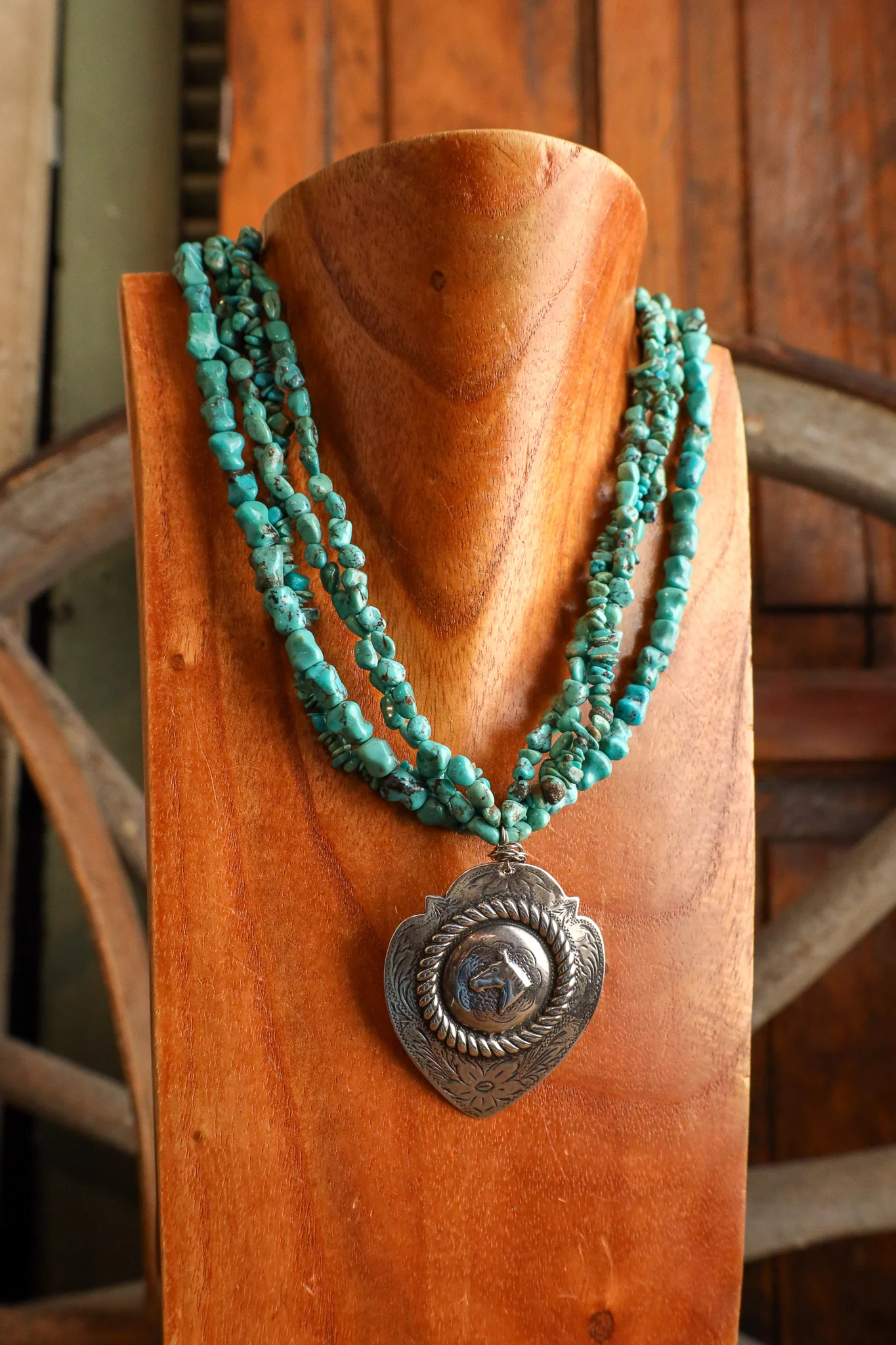 Andrea Barnett Sterling Silver Horsehead 4 Strands Kingman Turquoise Necklace - Image 2