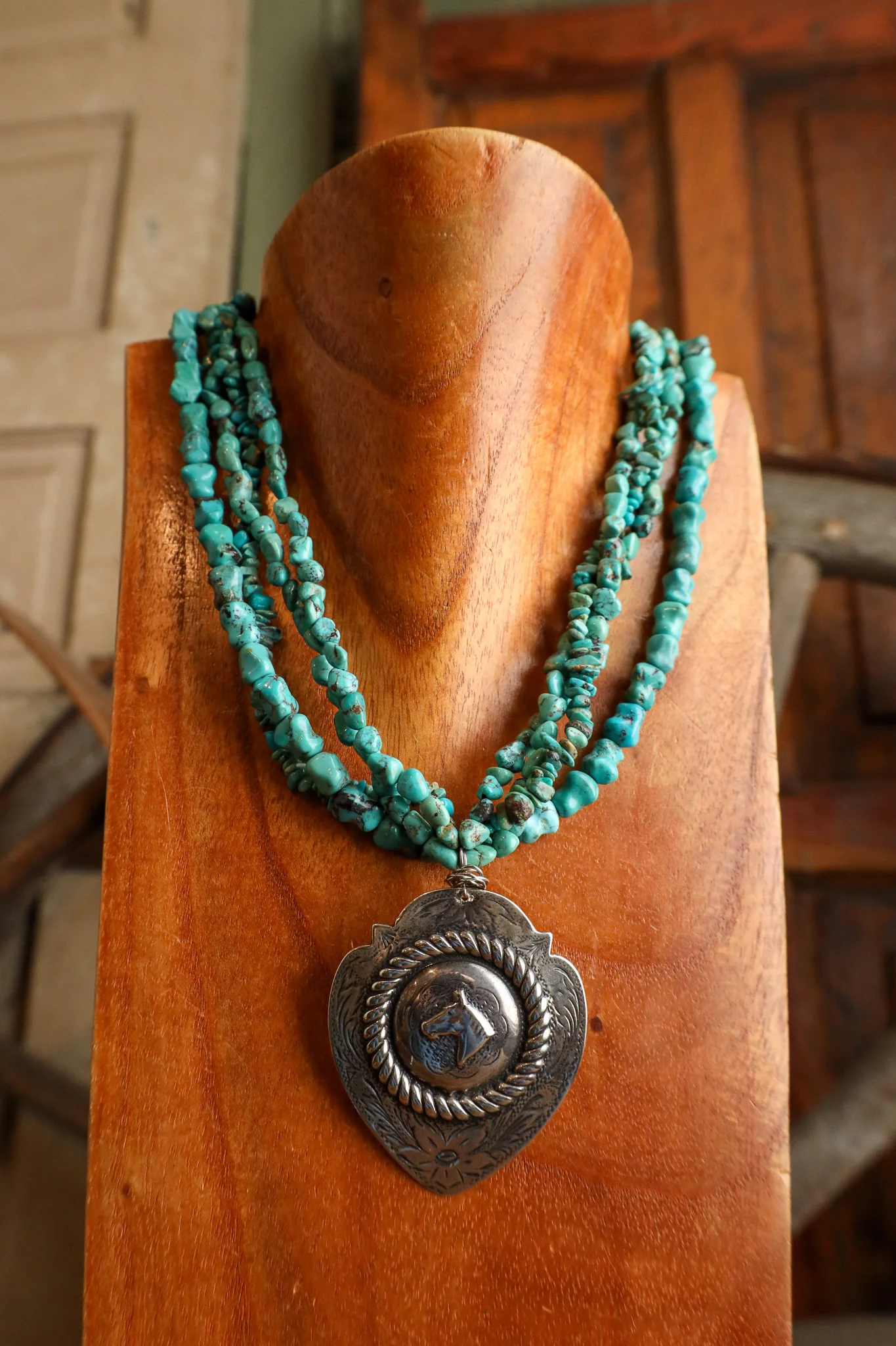 Andrea Barnett Sterling Silver Horsehead 4 Strands Kingman Turquoise Necklace - Image 5