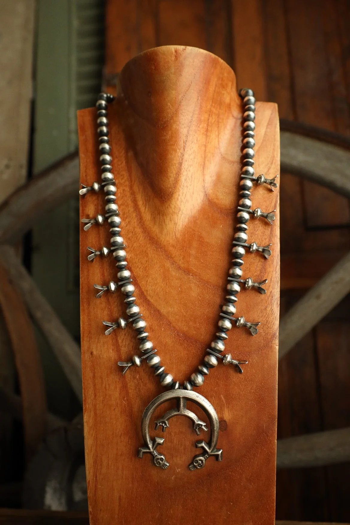 Sterling Silver Squash Blossom 24-26" Necklace - Image 2