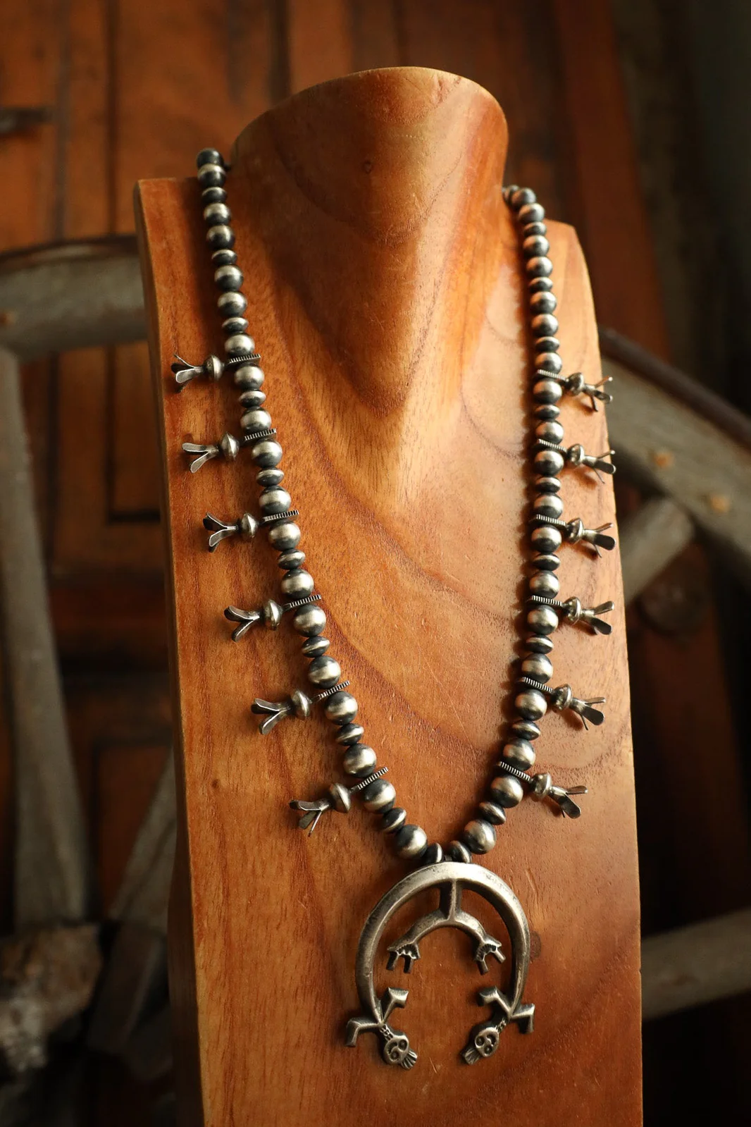 Sterling Silver Squash Blossom 24-26" Necklace - Image 3