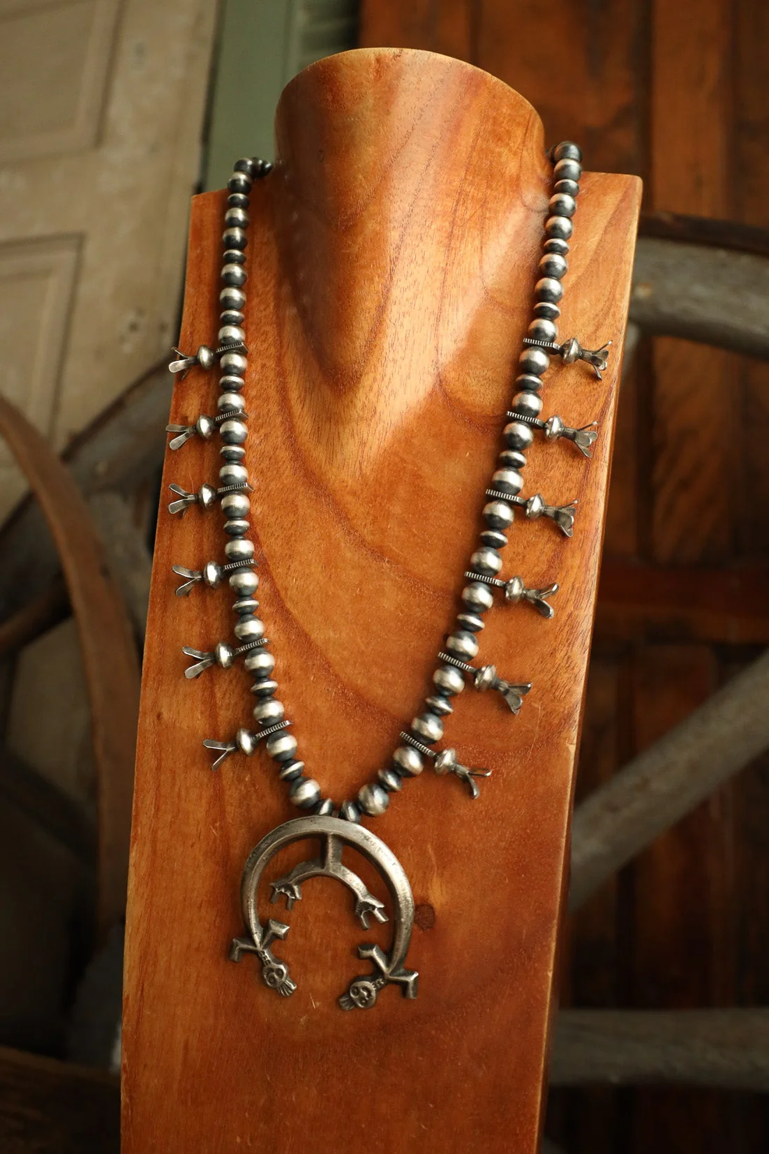 Sterling Silver Squash Blossom 24-26" Necklace - Image 4