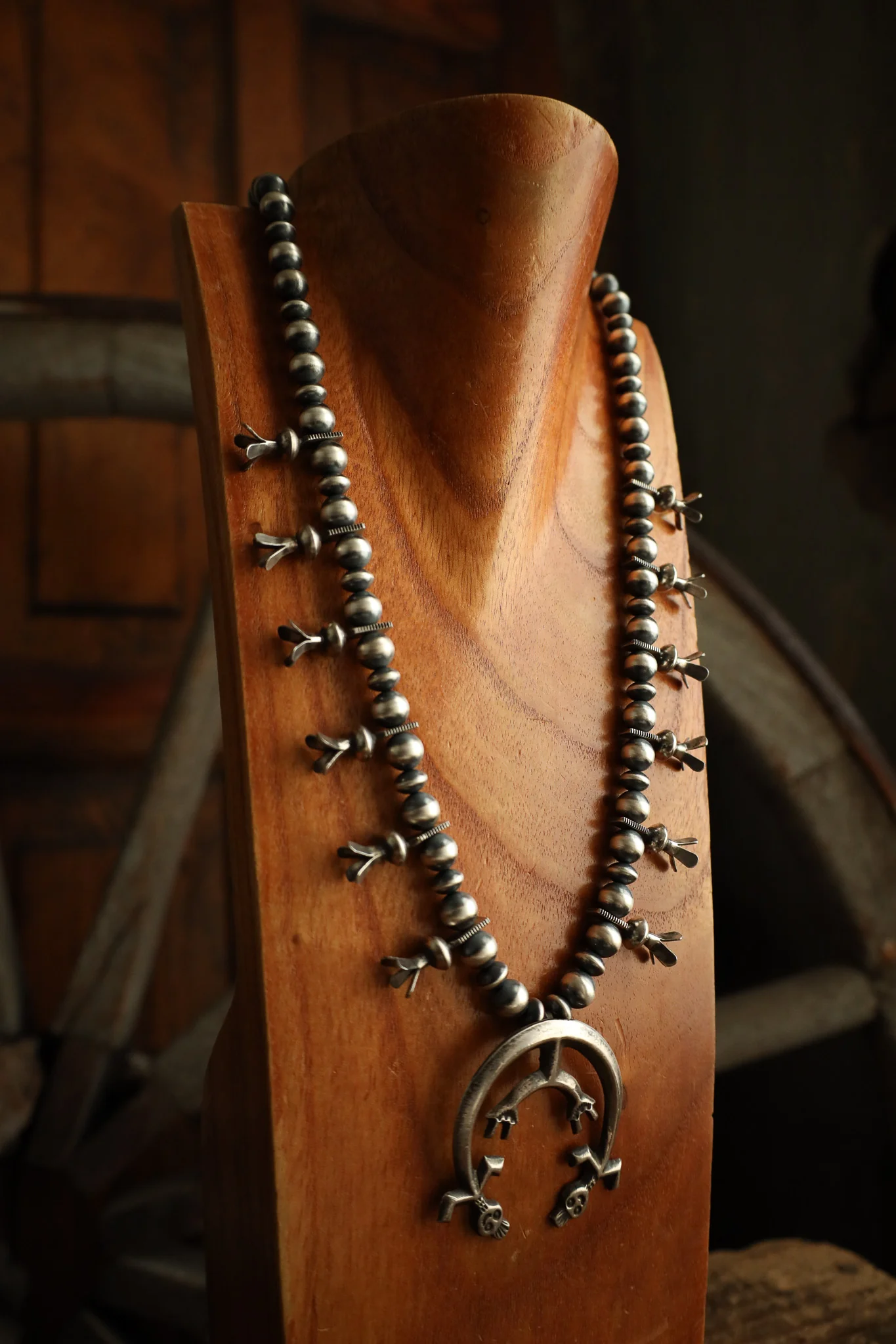 Sterling Silver Squash Blossom 24-26" Necklace - Image 8