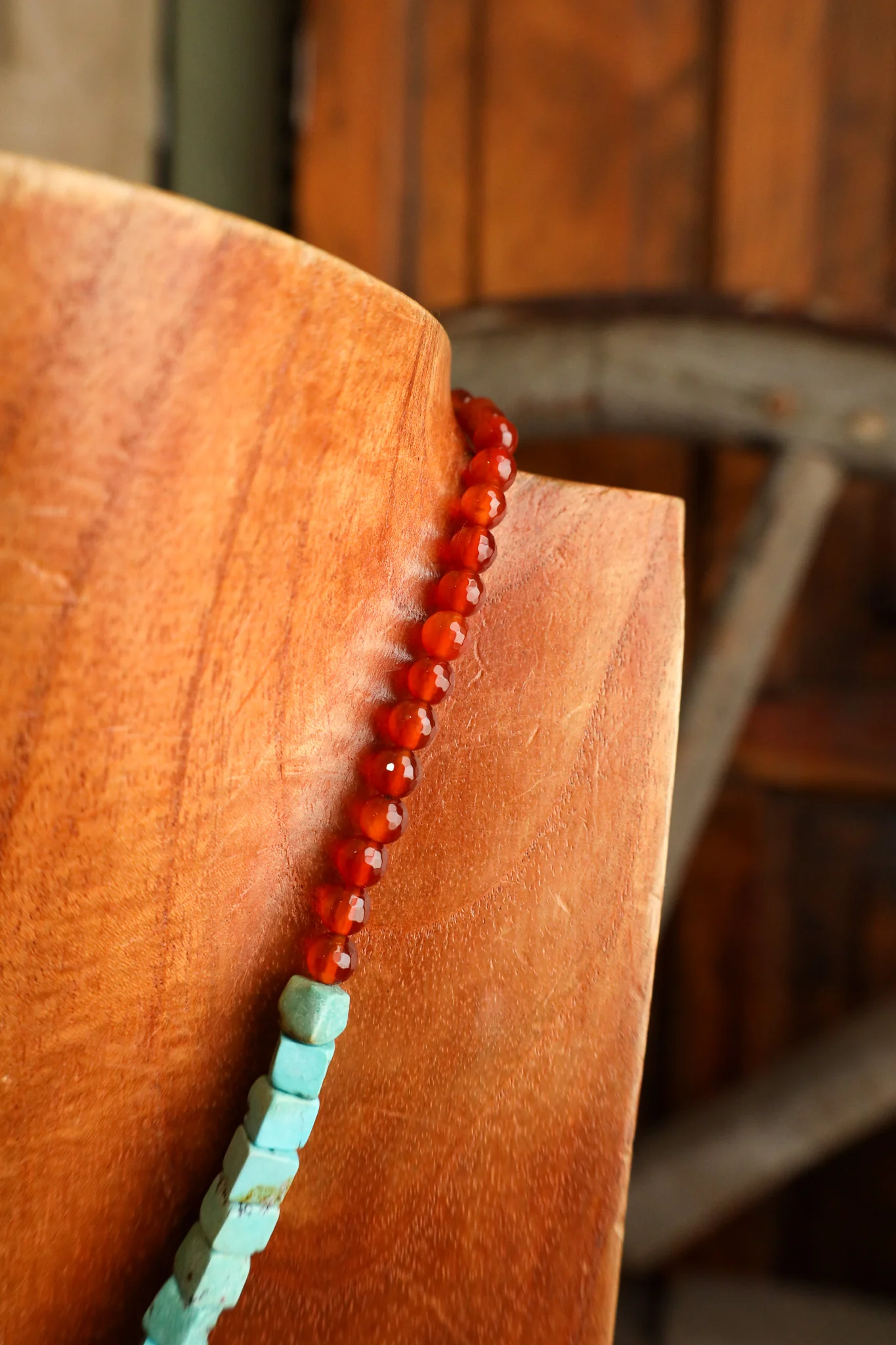 Andrea Barnett Sterling Silver Turquoise Cross Kingman Carnelian Necklace - Image 6