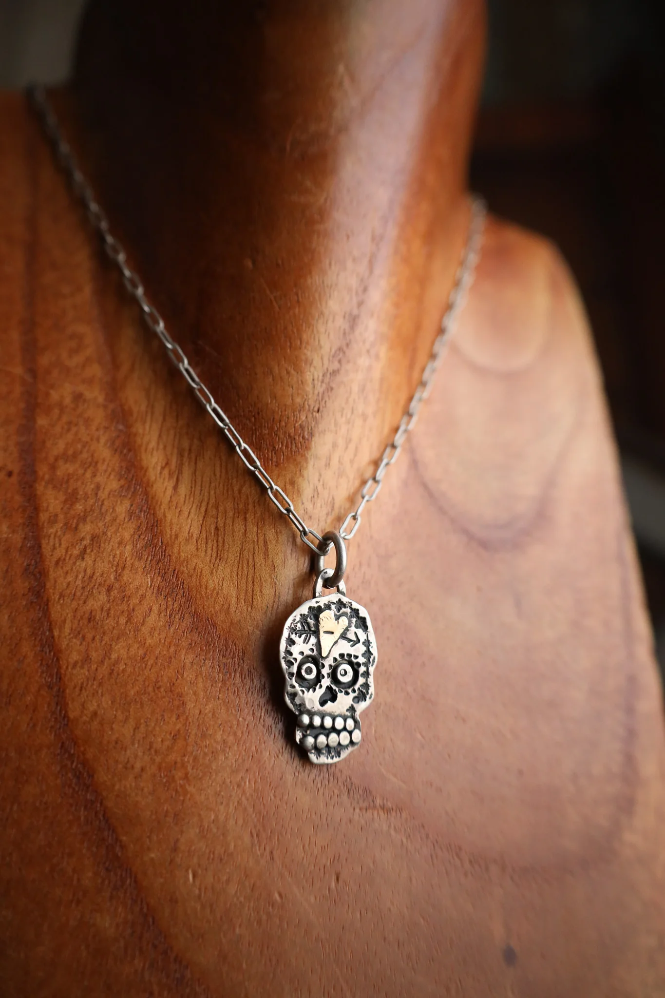 Margaret Sullivan Sugar Skull 14K Heart Necklace - Image 2