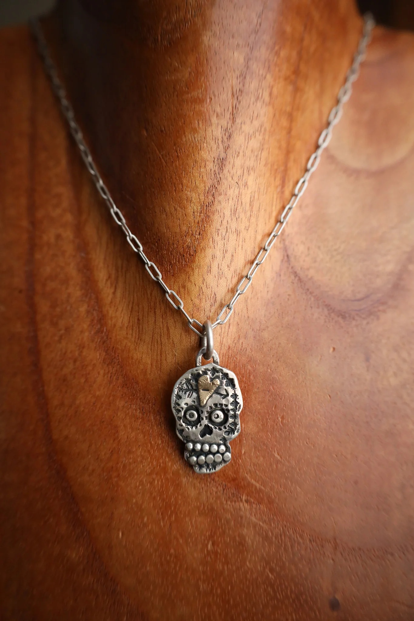 Margaret Sullivan Sugar Skull 14K Heart Necklace - Image 3