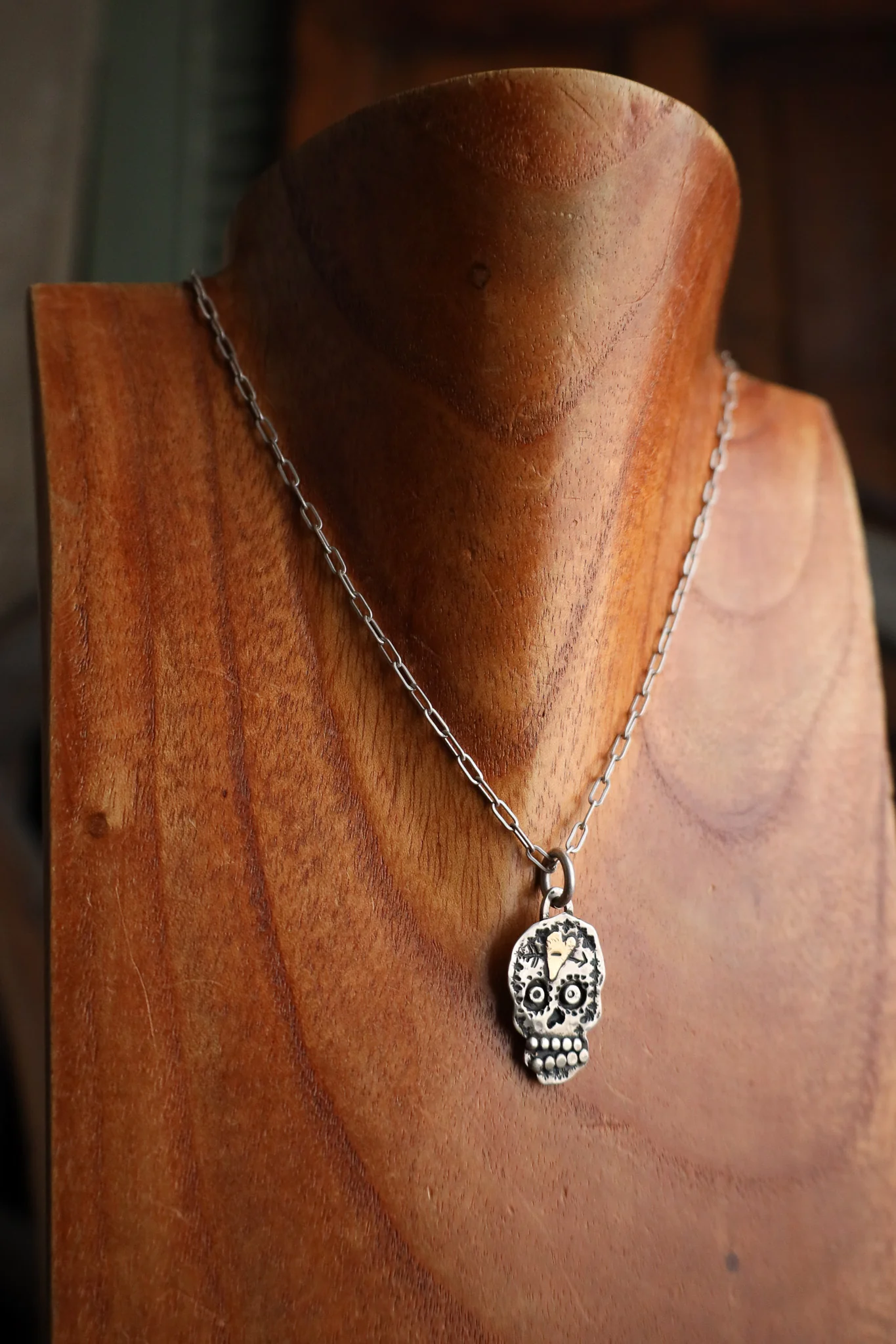 Margaret Sullivan Sugar Skull 14K Heart Necklace - Image 4