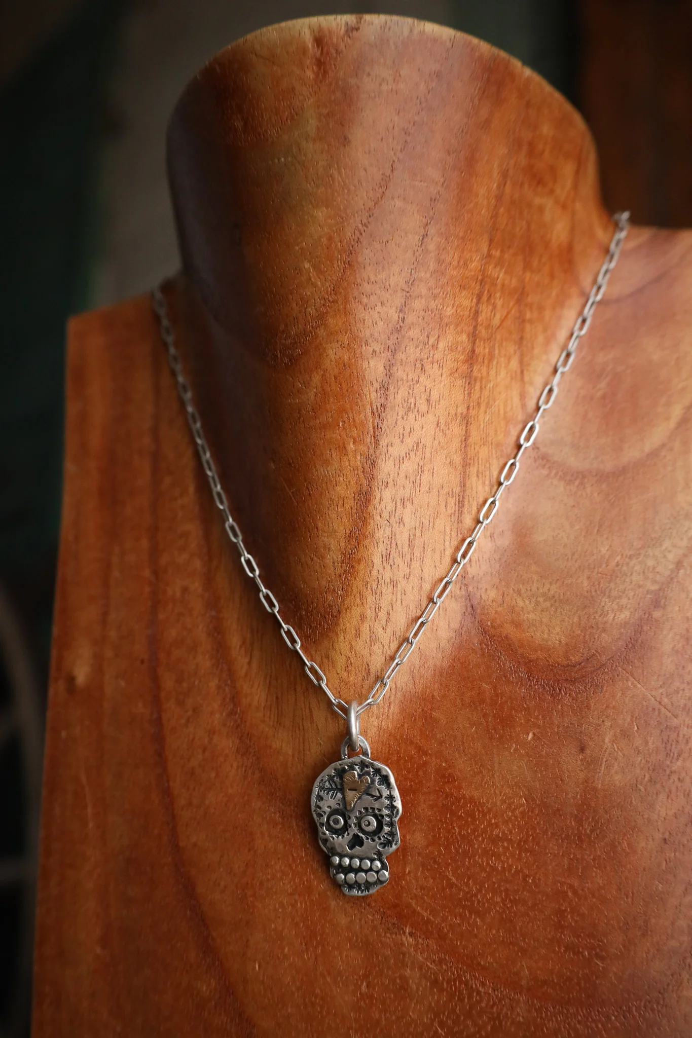 Margaret Sullivan Sugar Skull 14K Heart Necklace - Image 5