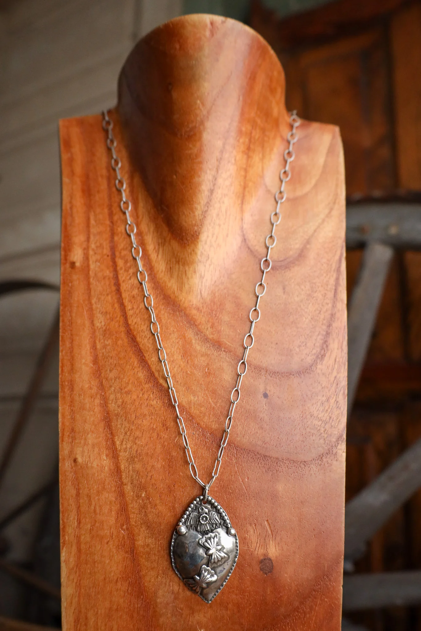 Margaret Sullivan Thunderbird Butterflies Puffy Heart Necklace - Image 5
