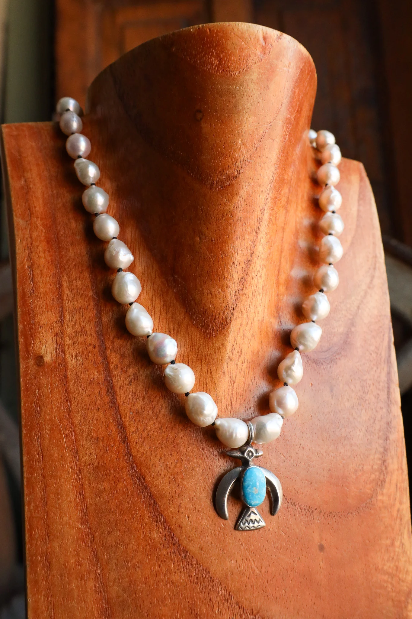 Love Tokens Thunderbird Sonoran Gold Turquoise Baroque Necklace - Image 2