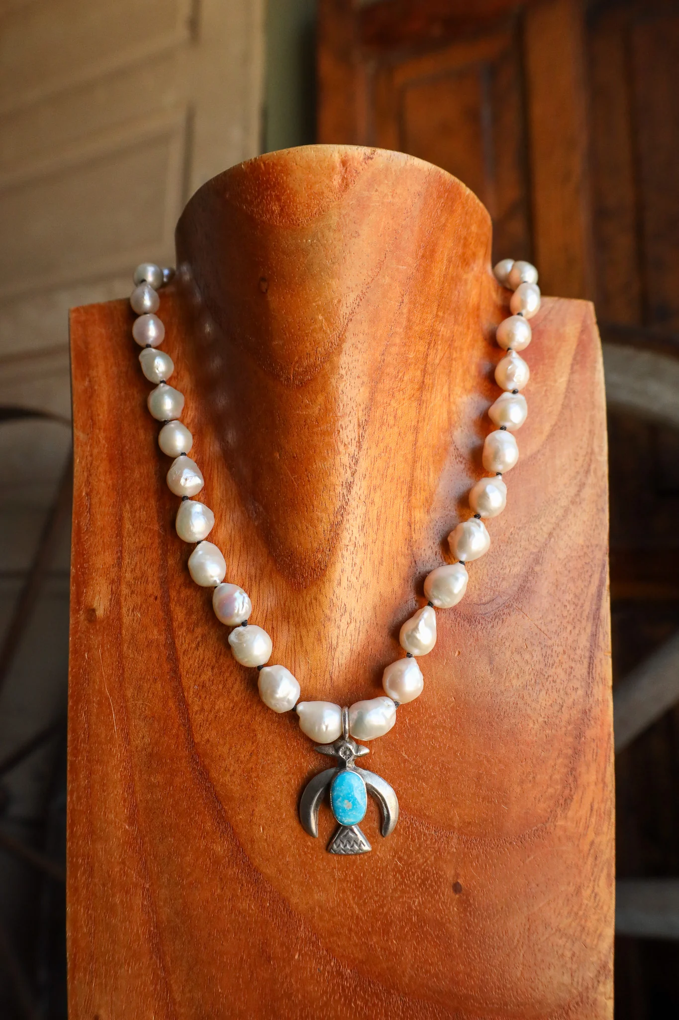 Love Tokens Thunderbird Sonoran Gold Turquoise Baroque Necklace - Image 6