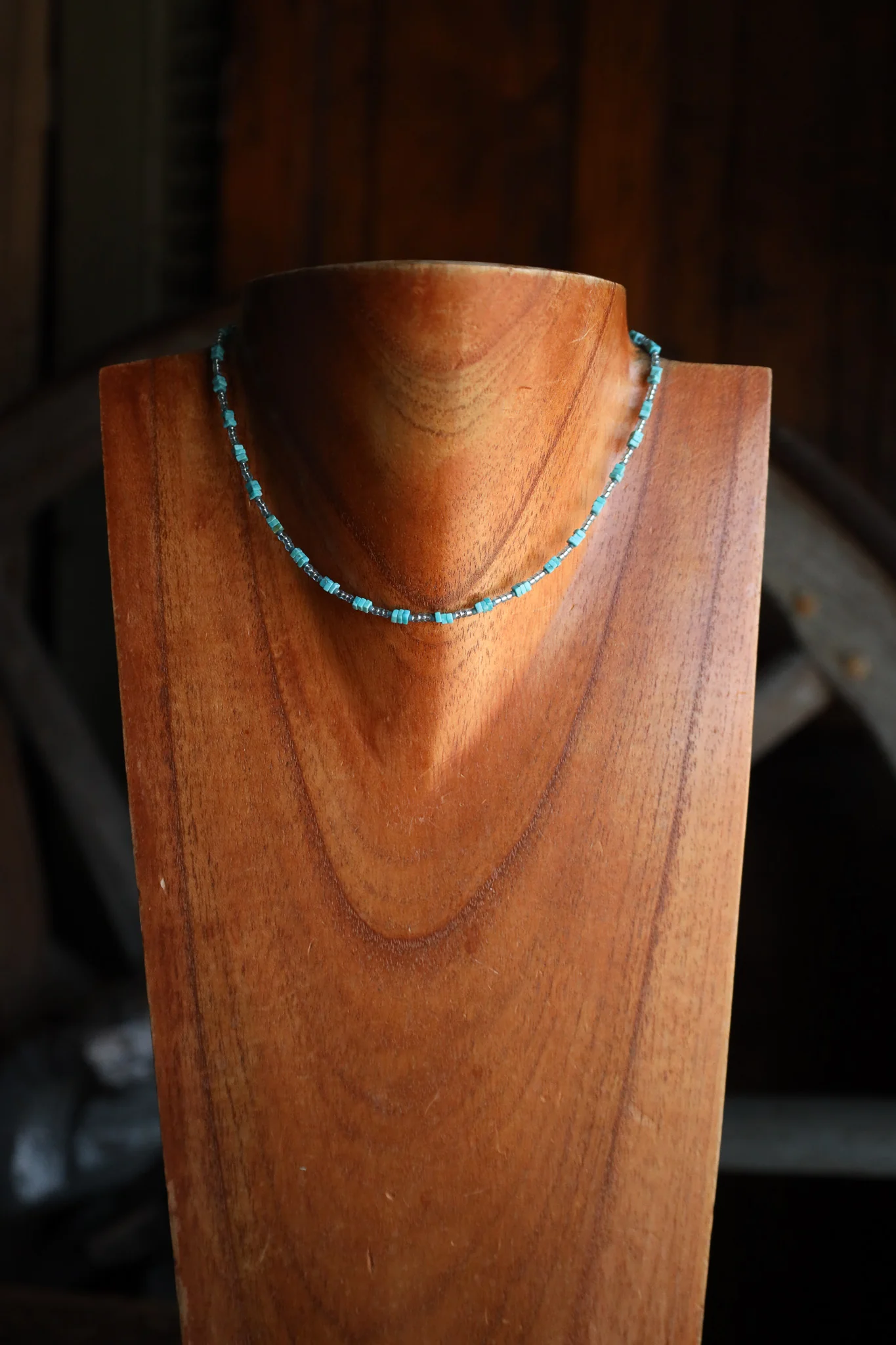 Peyote Bird Tiny Square Turquoise Beads Seed Beads Necklace - Image 2