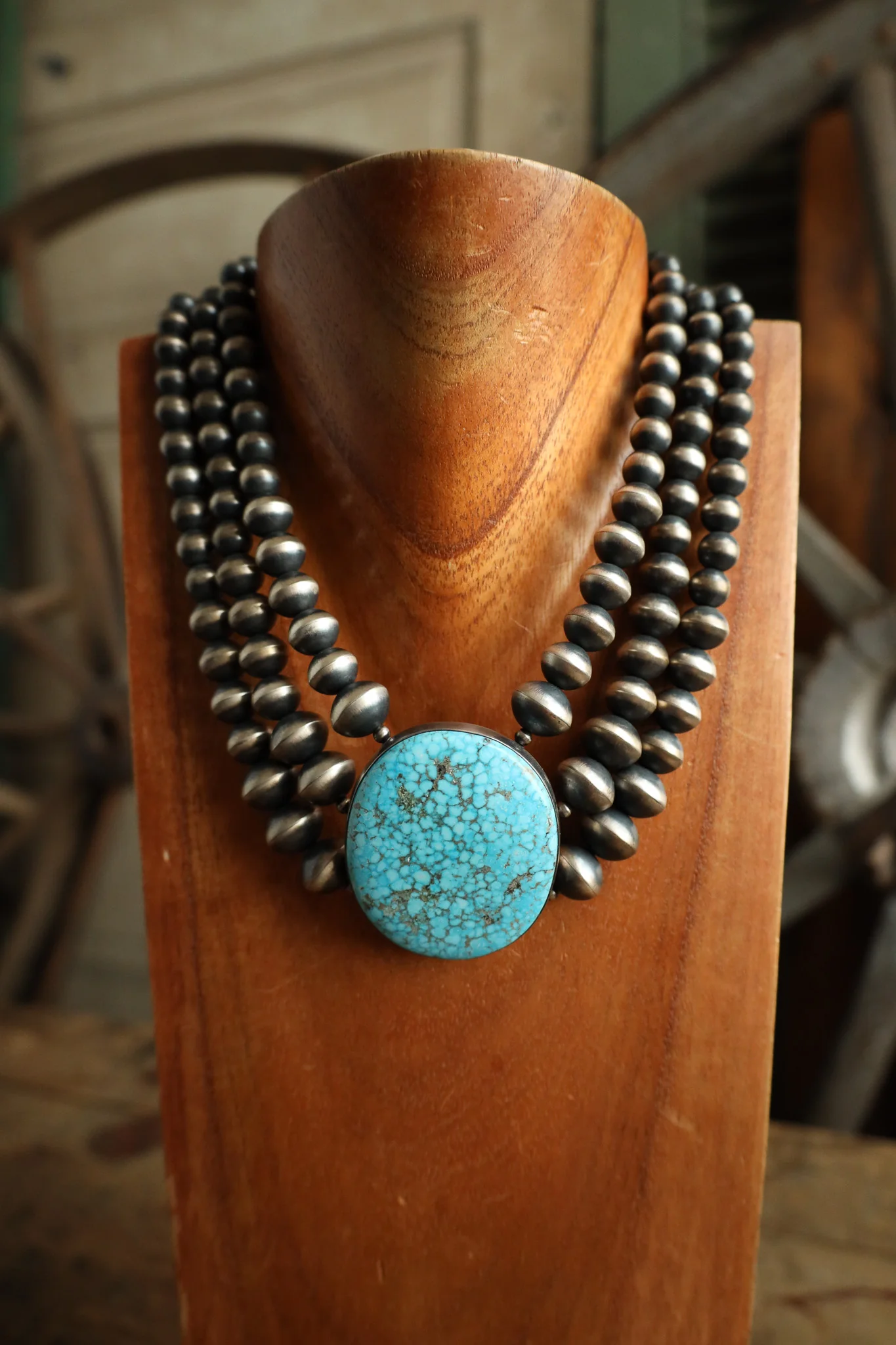 Turquoise 3 Strand Hand Made Necklace