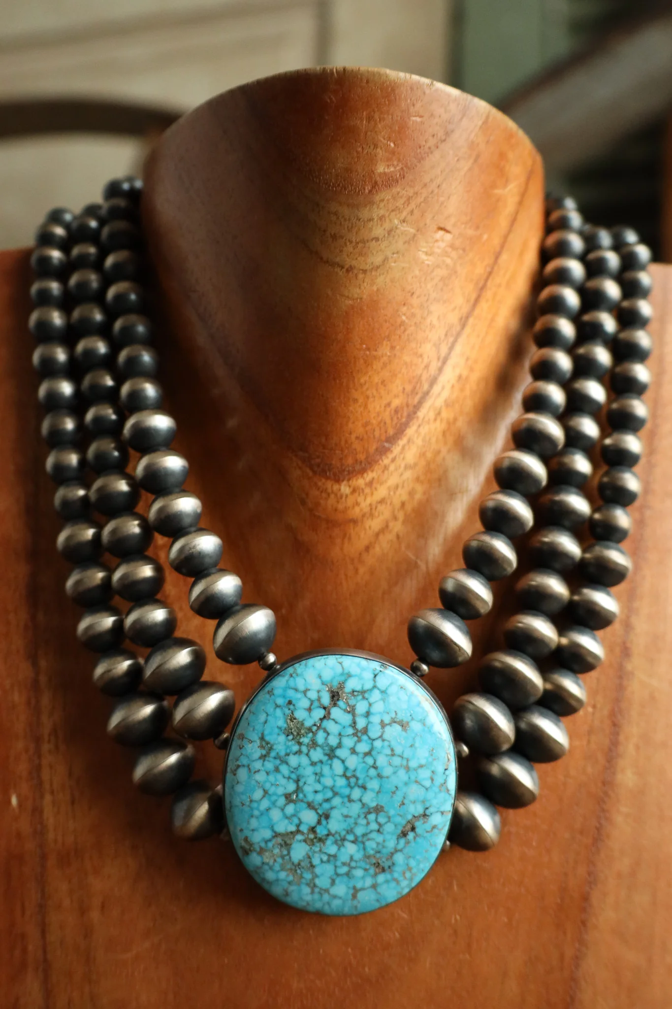 Turquoise 3 Strand Hand Made Necklace - Image 3