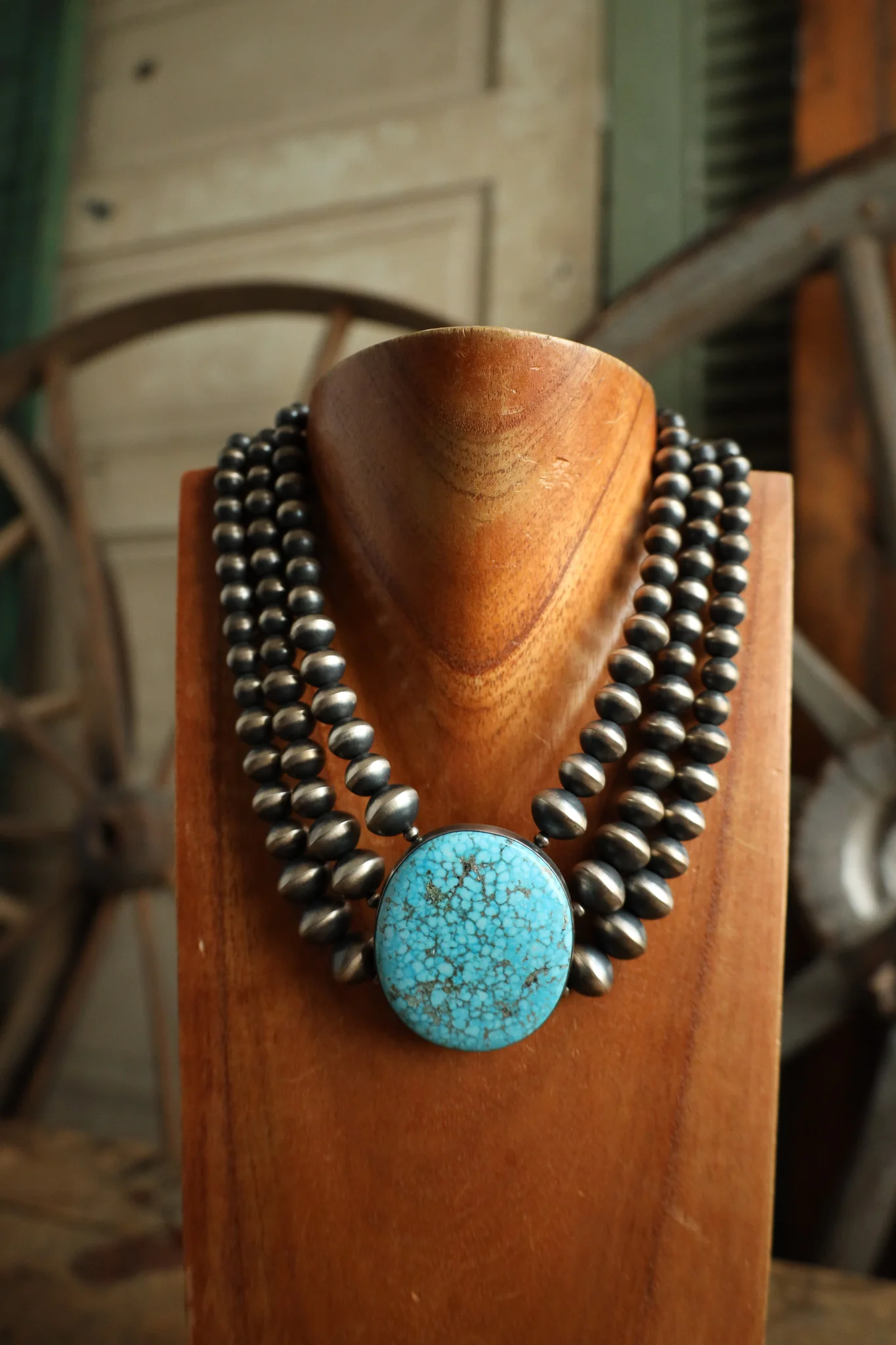 Turquoise 3 Strand Hand Made Necklace - Image 4