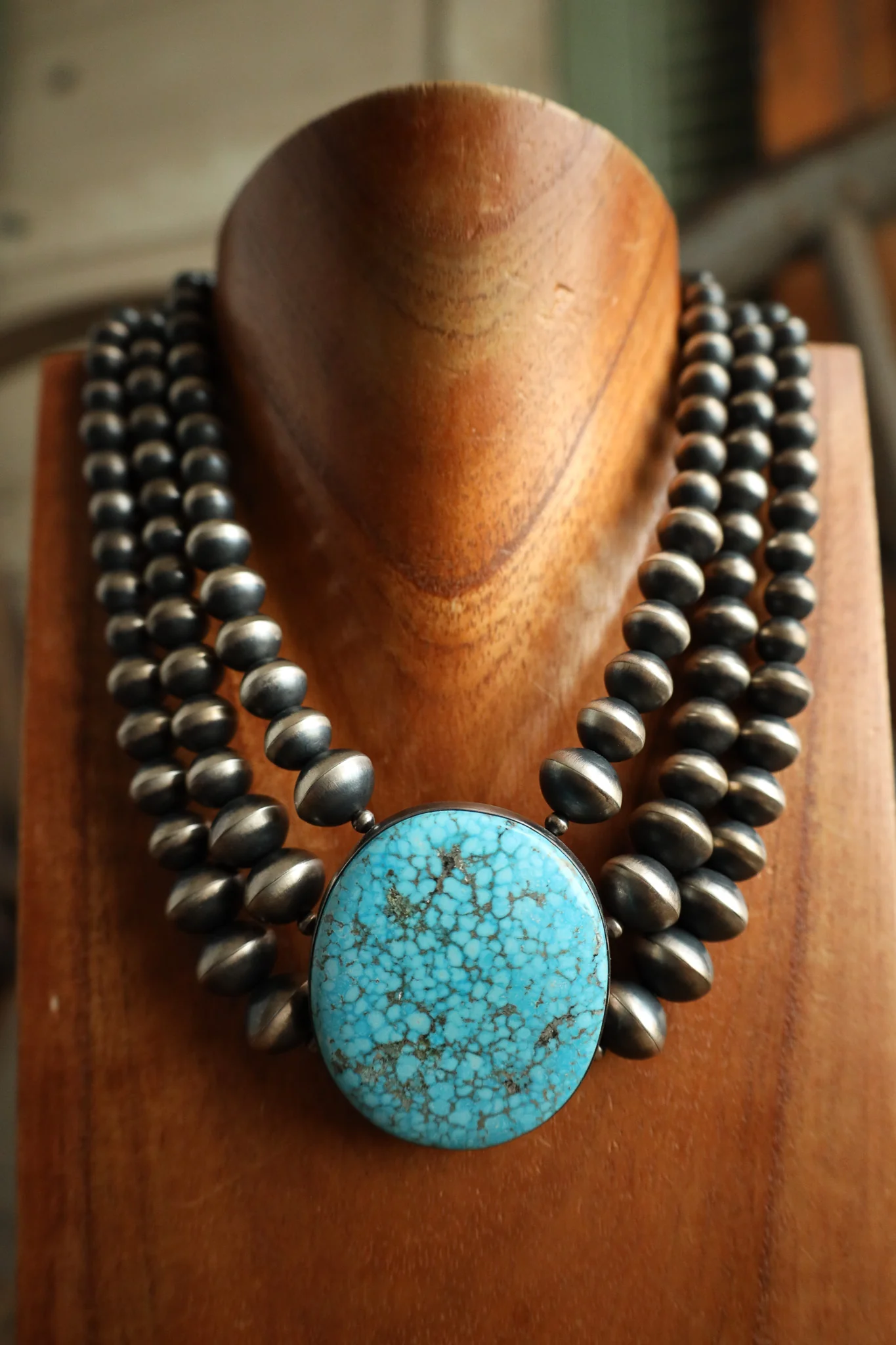 Turquoise 3 Strand Hand Made Necklace - Image 5