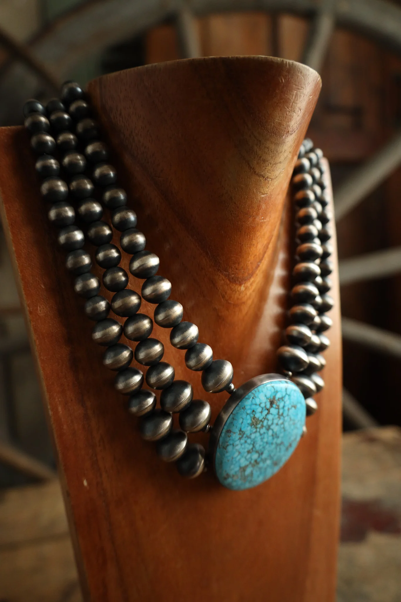 Turquoise 3 Strand Hand Made Necklace - Image 6