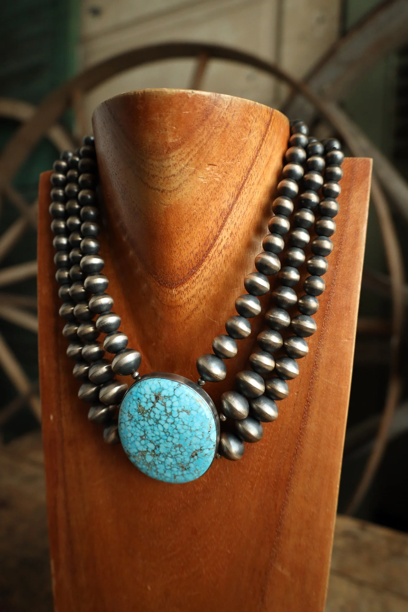 Turquoise 3 Strand Hand Made Necklace - Image 7