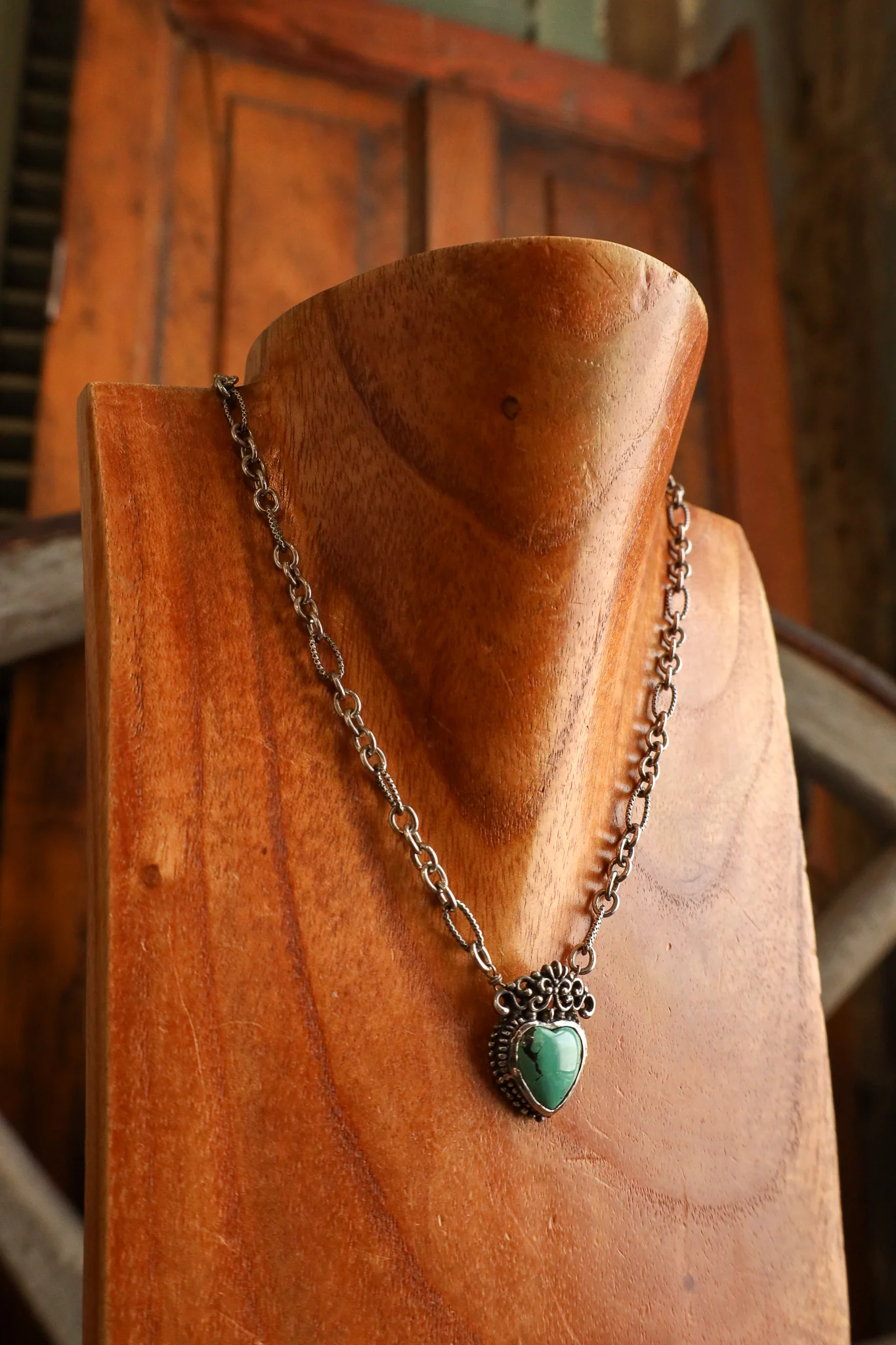 Andrea Barnett Turquoise Heart On Vintage Sterling Silver Chain Necklace - Image 5