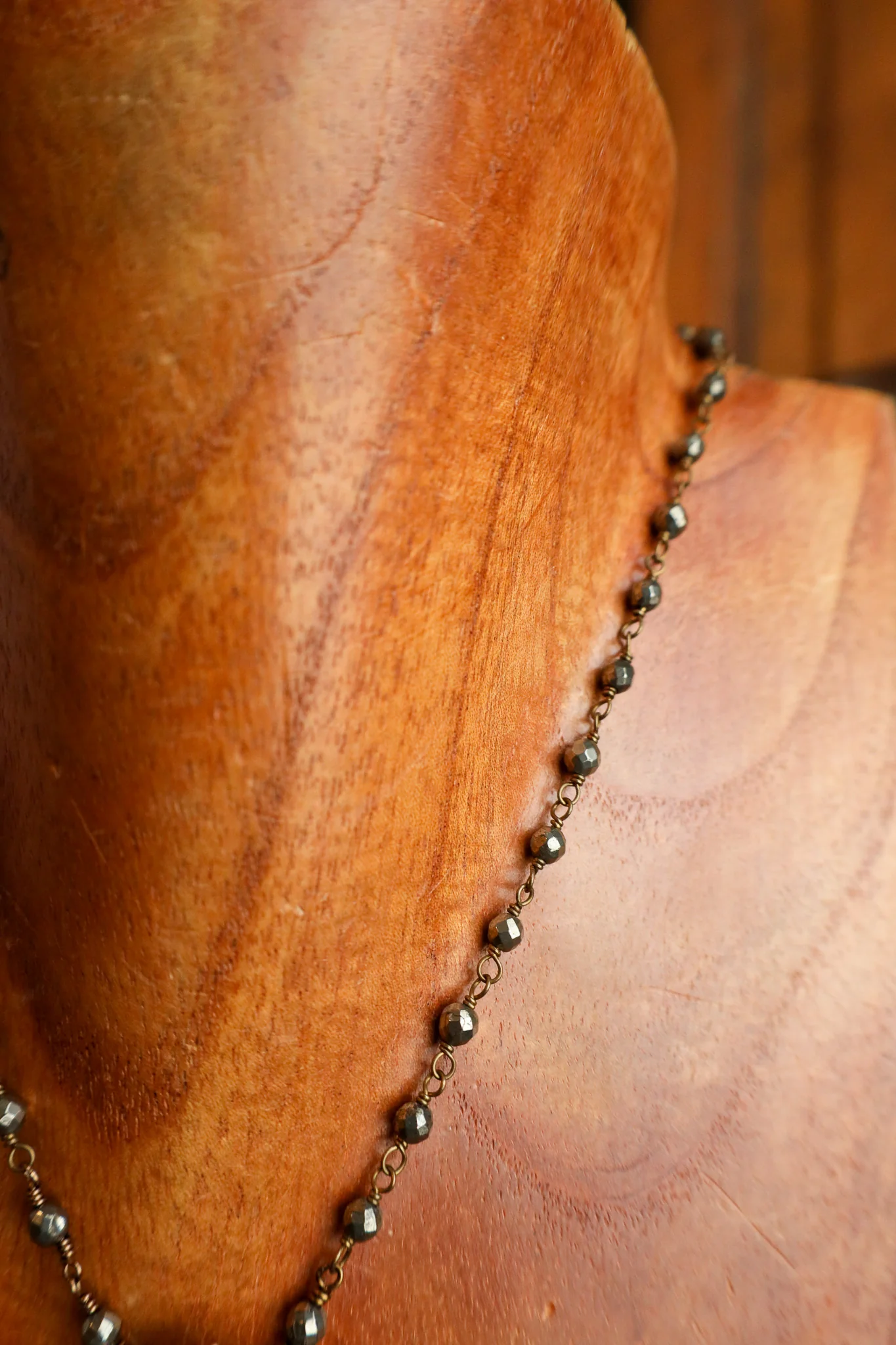 Andrea Barnett Turquoise Heart Pyrite Rosary Chain Necklace - Image 4