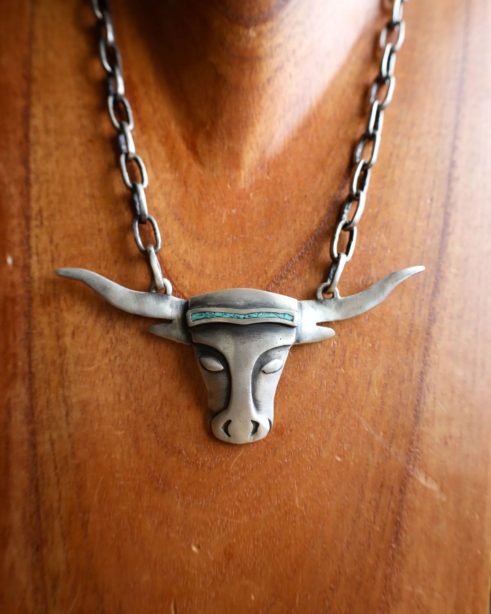 Love Tokens Turquoise Inlay Longhorn Head Melody Necklace - Image 3