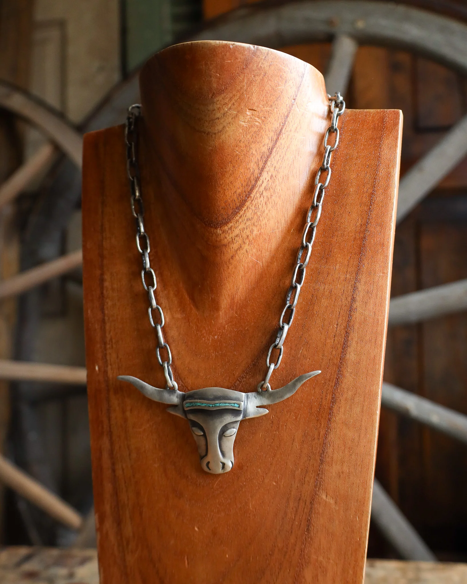 Love Tokens Turquoise Inlay Longhorn Head Melody Necklace - Image 5