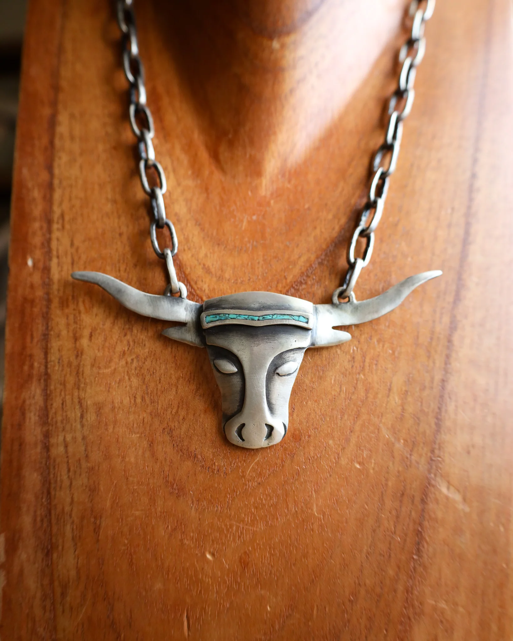 Love Tokens Turquoise Inlay Longhorn Head Melody Necklace - Image 6