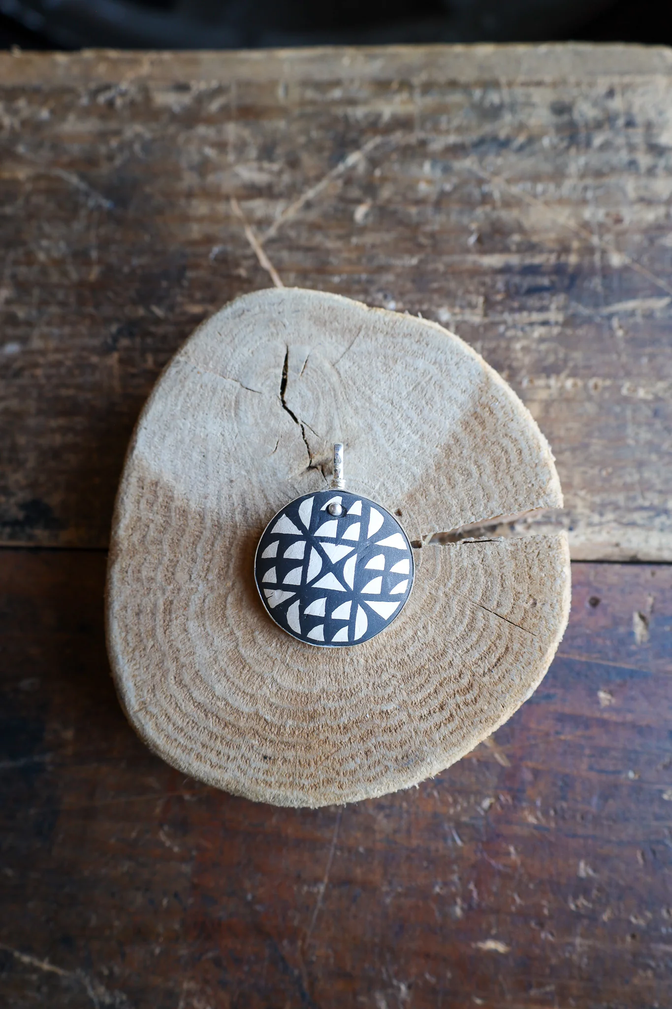 Coreen Cordova Black and White Round Pendant - Image 3