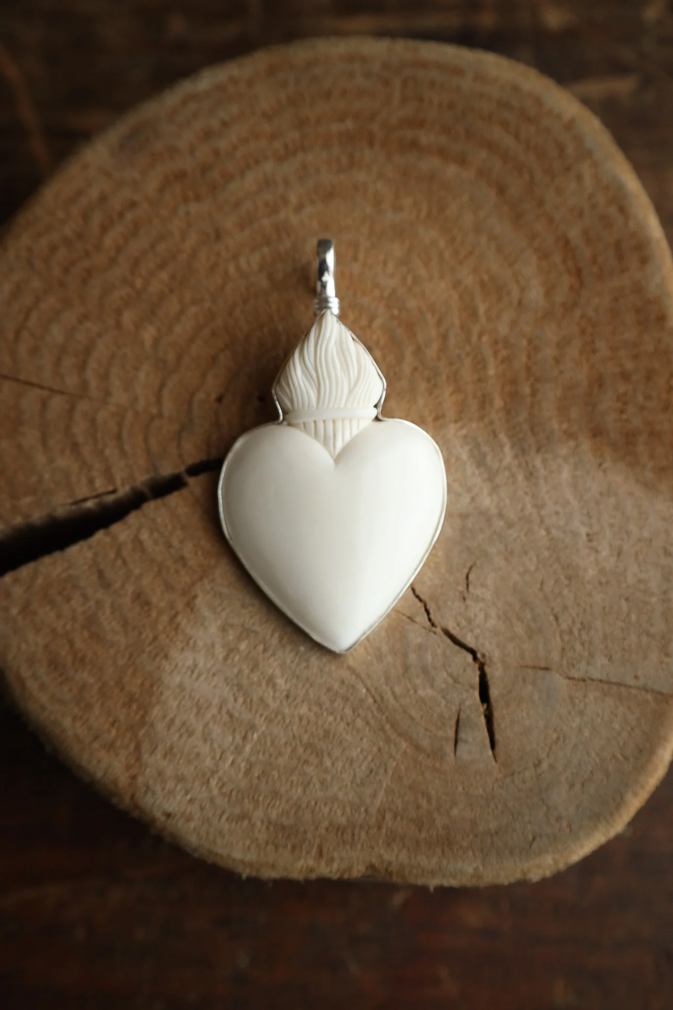 Coreen Cordova Flaming White Heart Pendant - Image 3