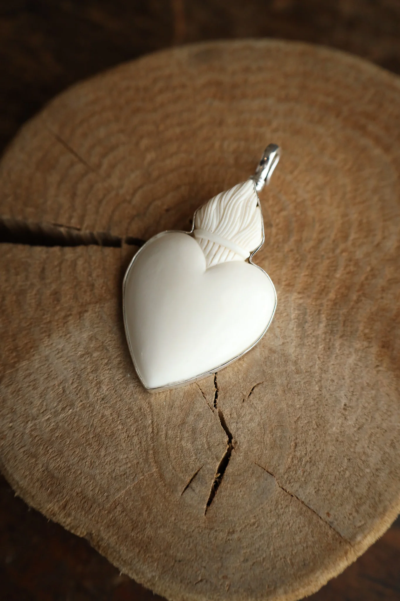 Coreen Cordova Flaming White Heart Pendant - Image 4