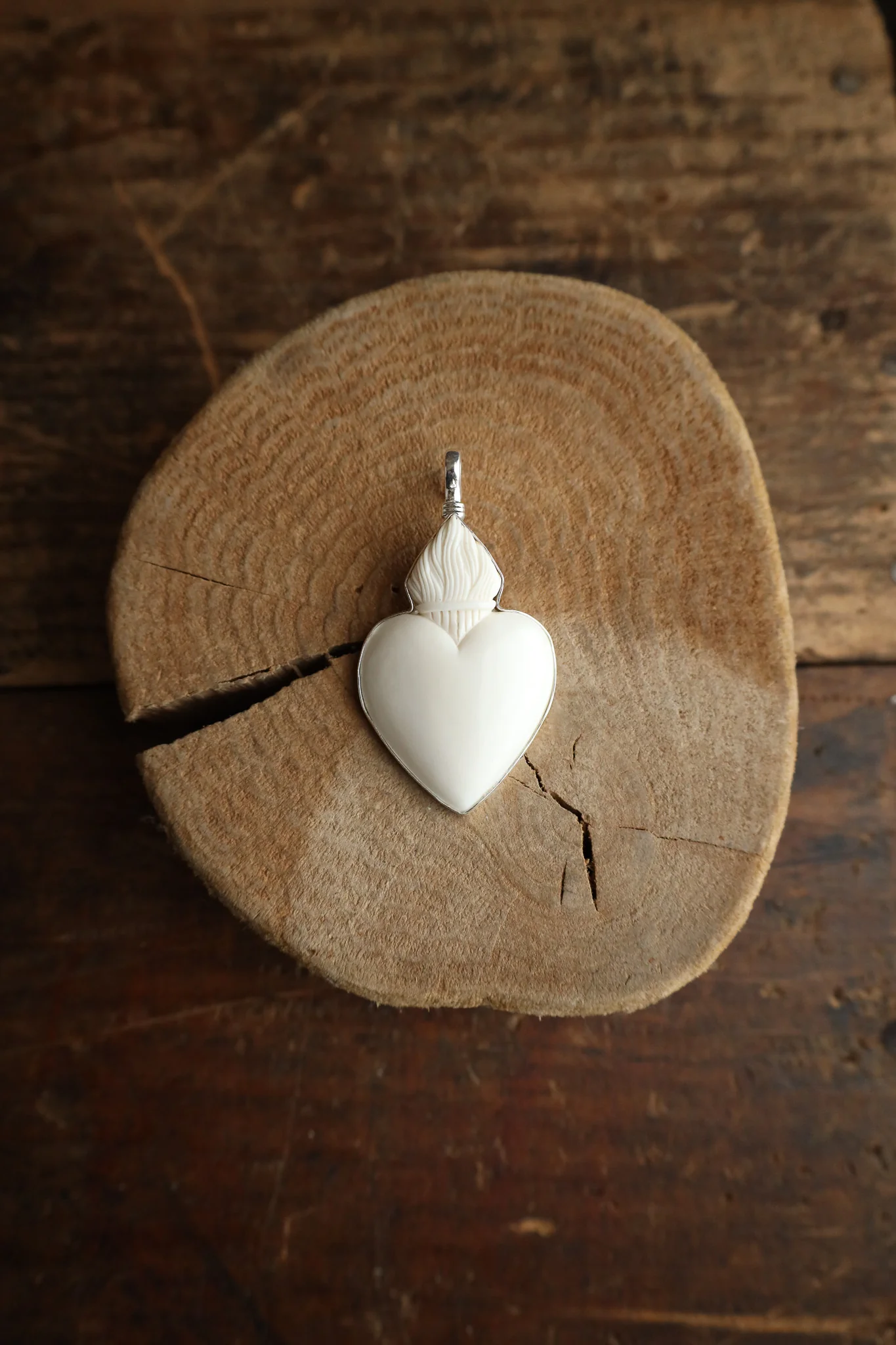 Coreen Cordova Flaming White Heart Pendant - Image 5