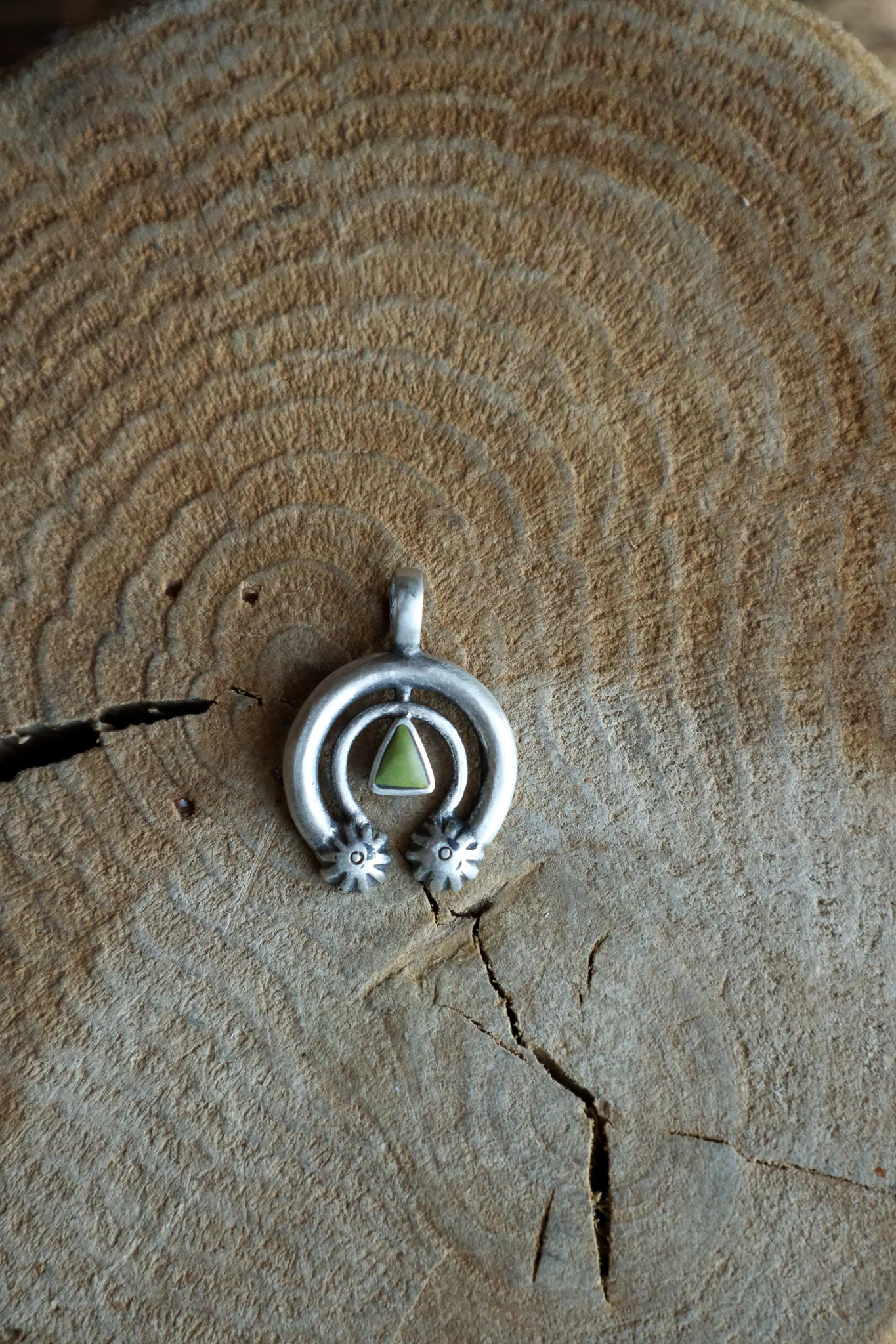 Peyote Bird Naja Green Turquoise Triangle Pendant