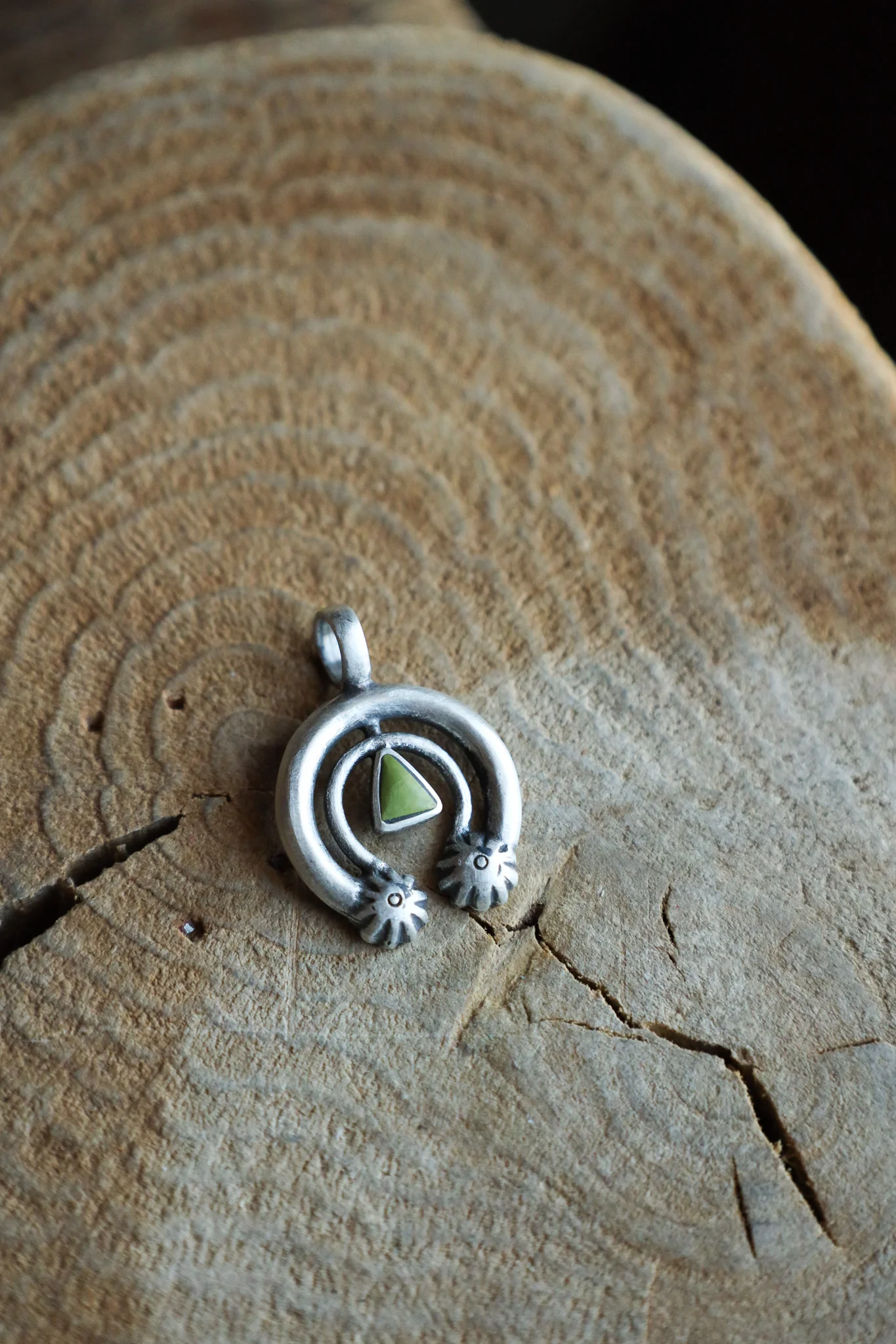 Peyote Bird Naja Green Turquoise Triangle Pendant - Image 2