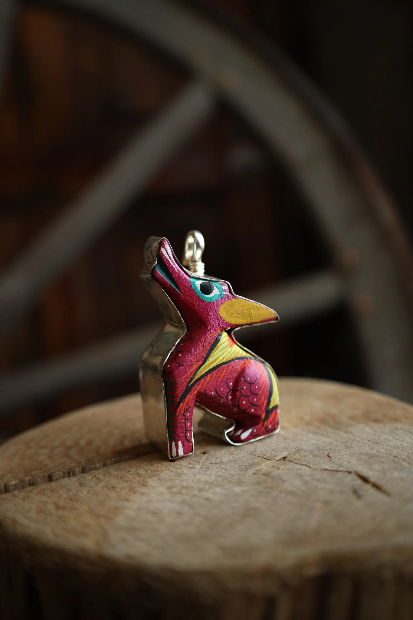 Coreen Cordova Pink Howling Coyote Pendant - Image 4