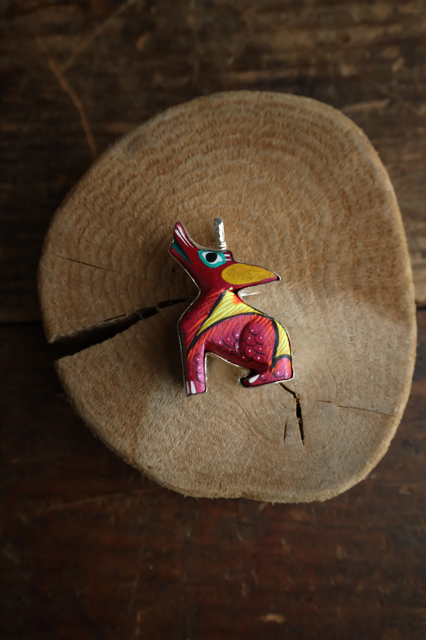 Coreen Cordova Pink Howling Coyote Pendant - Image 5