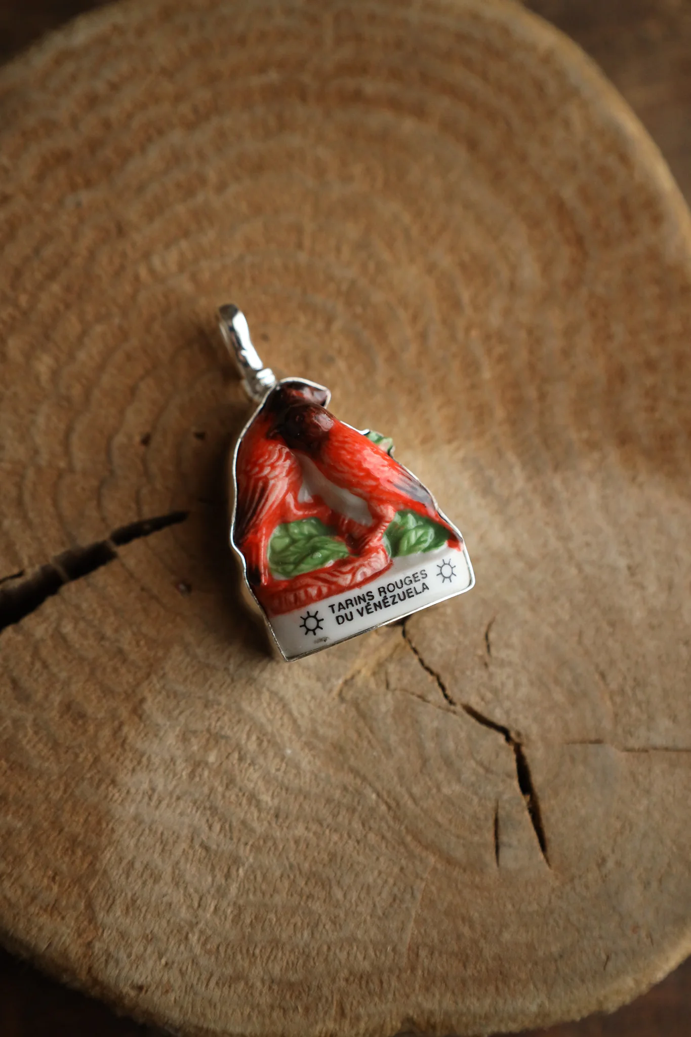 Coreen Cordova Red Birds Bezeled Pendant - Image 3