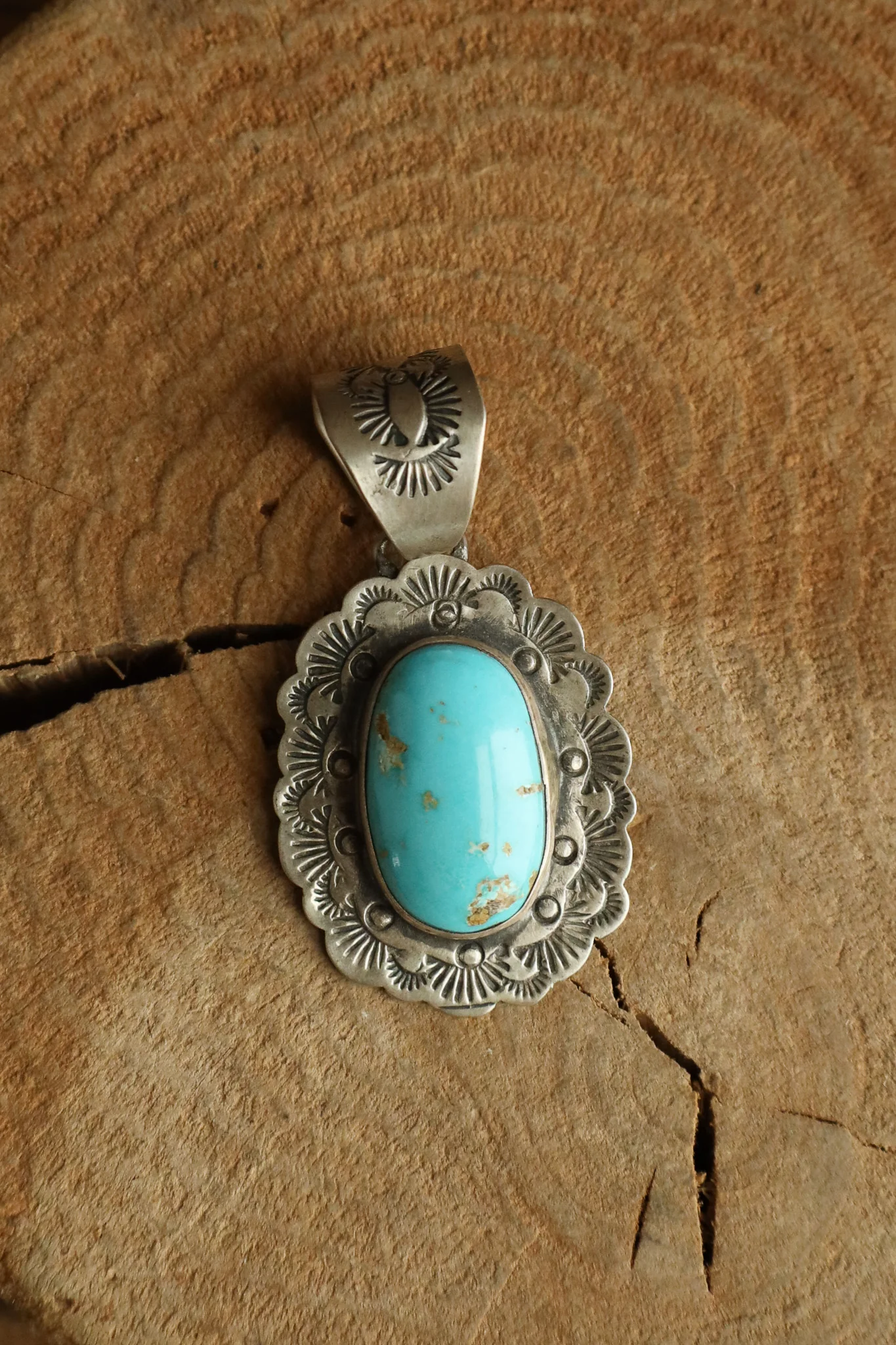 Turquoise Stamped Frame Pendant