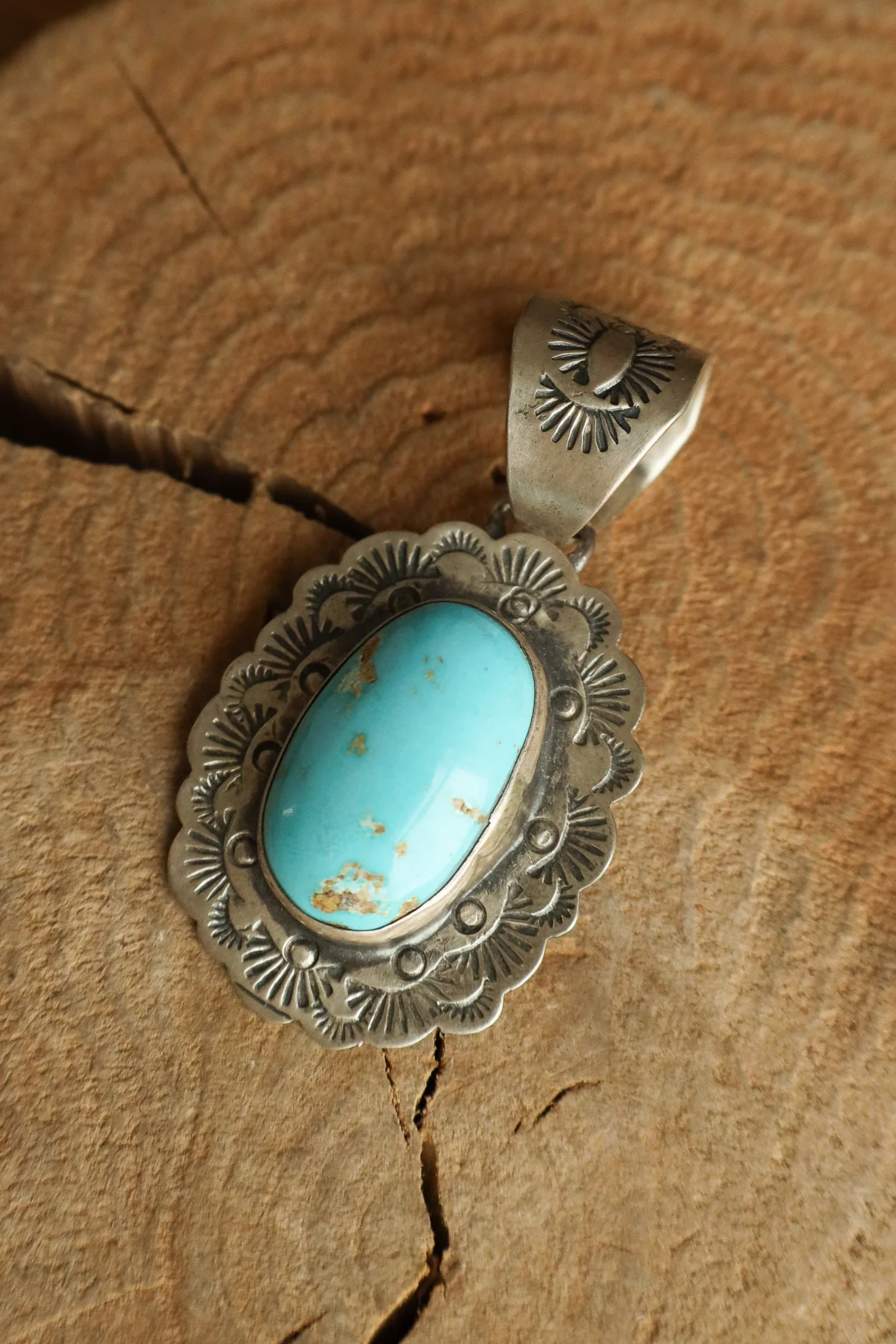 Turquoise Stamped Frame Pendant - Image 3