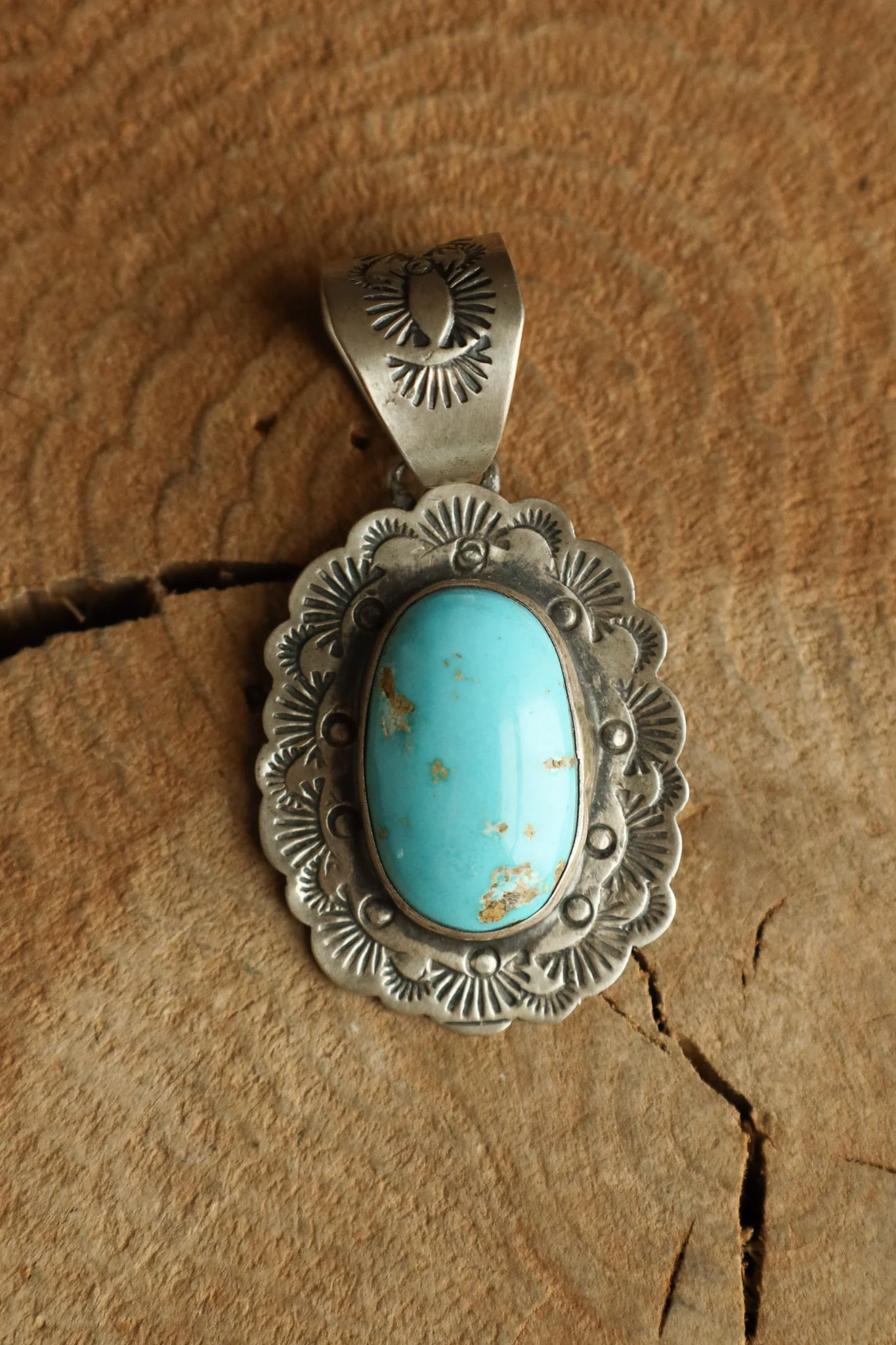 Turquoise Stamped Frame Pendant - Image 4