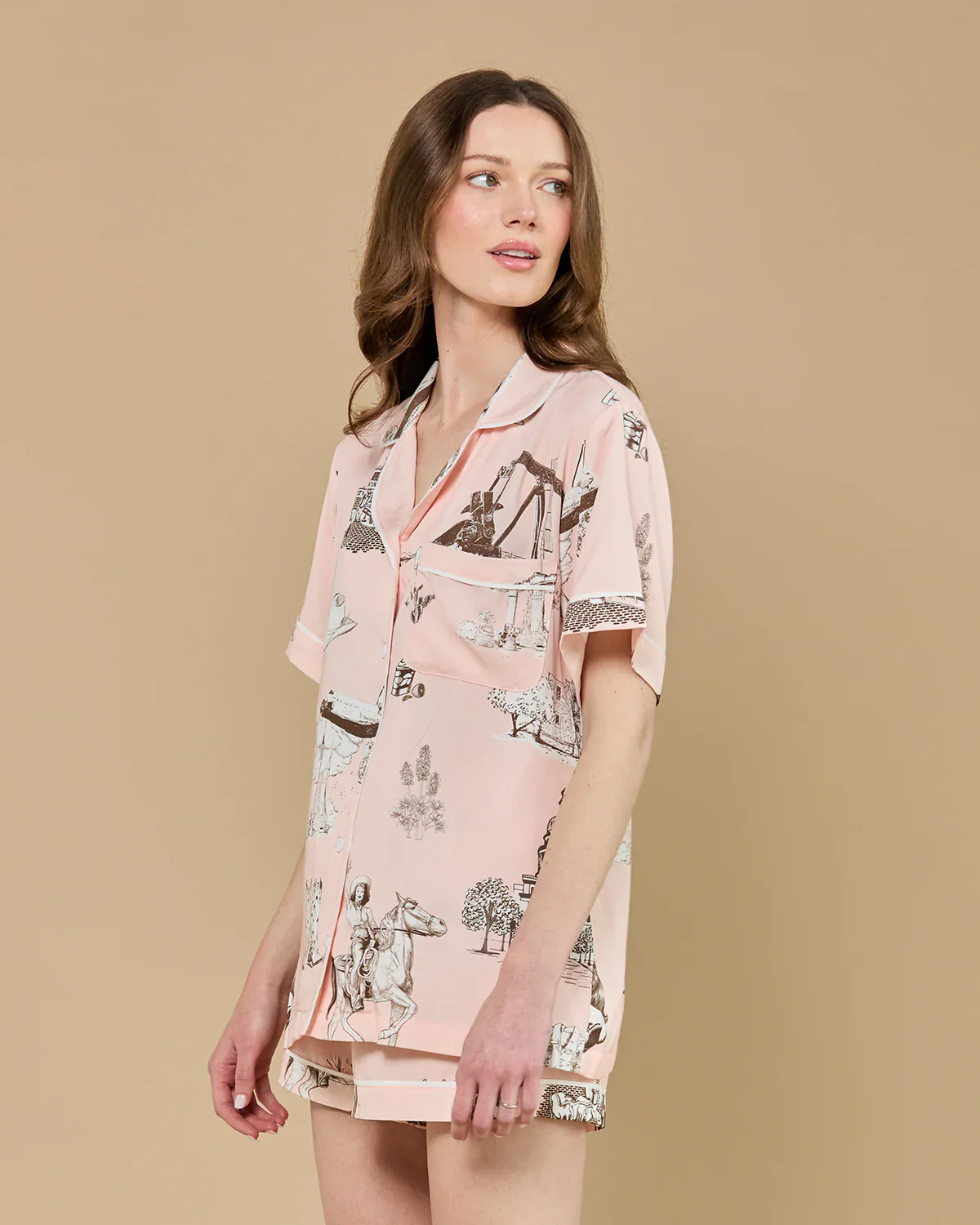 Katie Kime Texas Toile Pajama Shorts Set - Image 3
