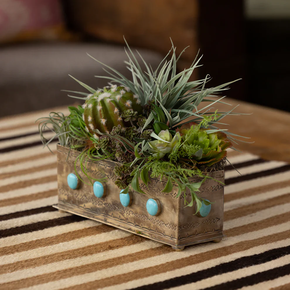 J. Alexander Stamped With Turquoise Planter - Image 3