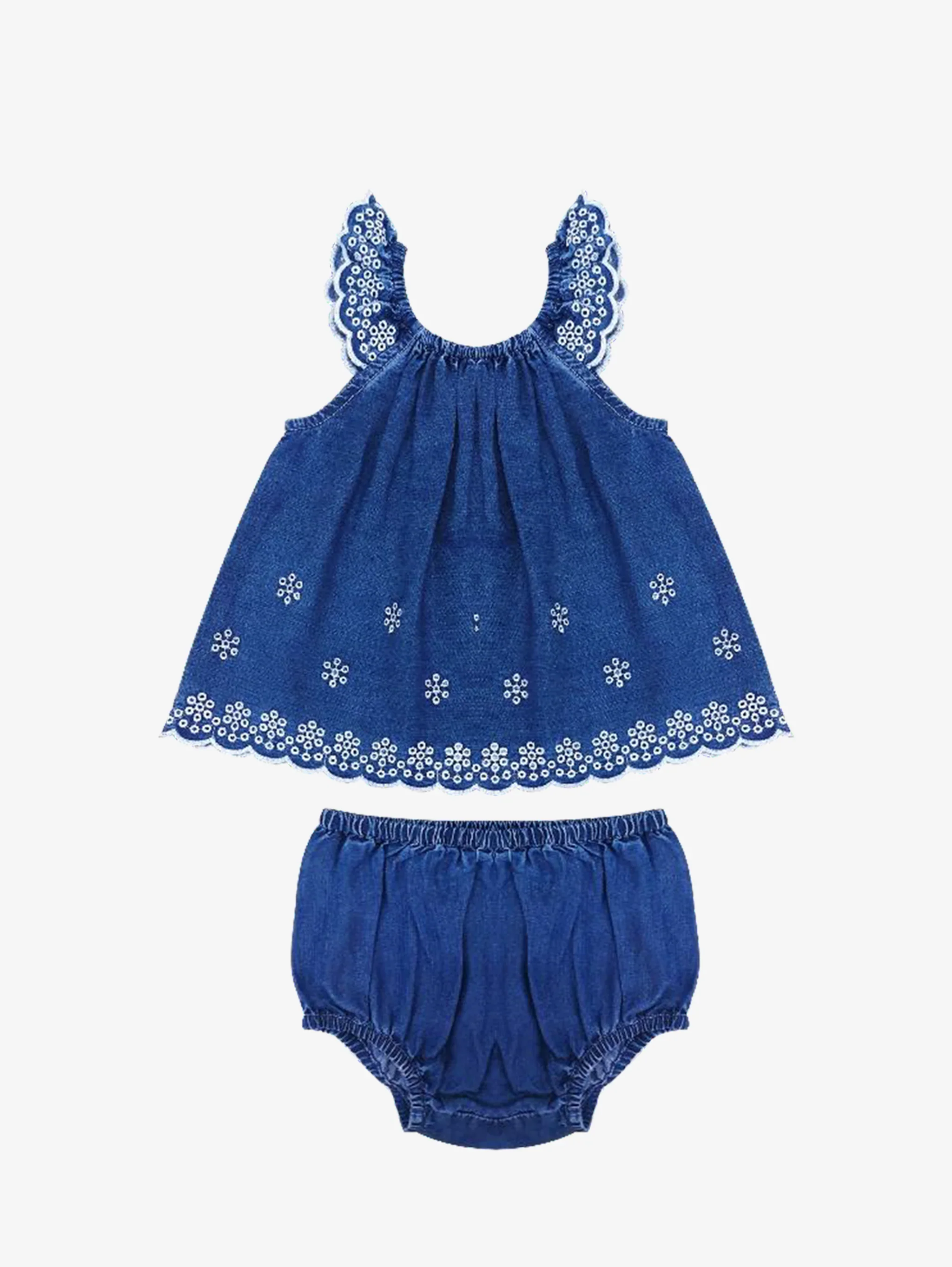BLU & BLUE Kid's Isabella Tencel embroidered romper set - Image 2