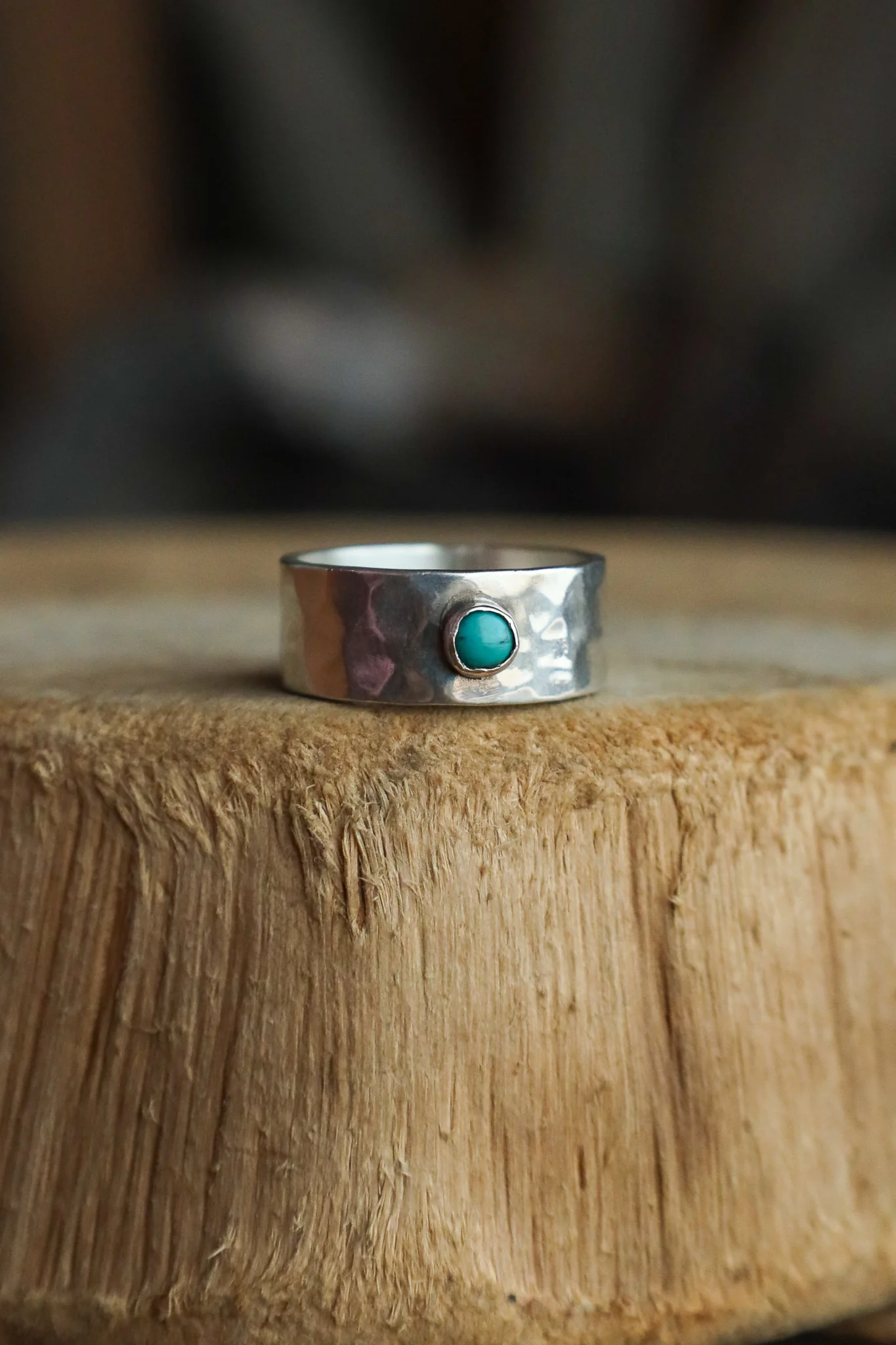 Richard Schmidt 8MM Band Turquoise Dot Ring- Size 6.5