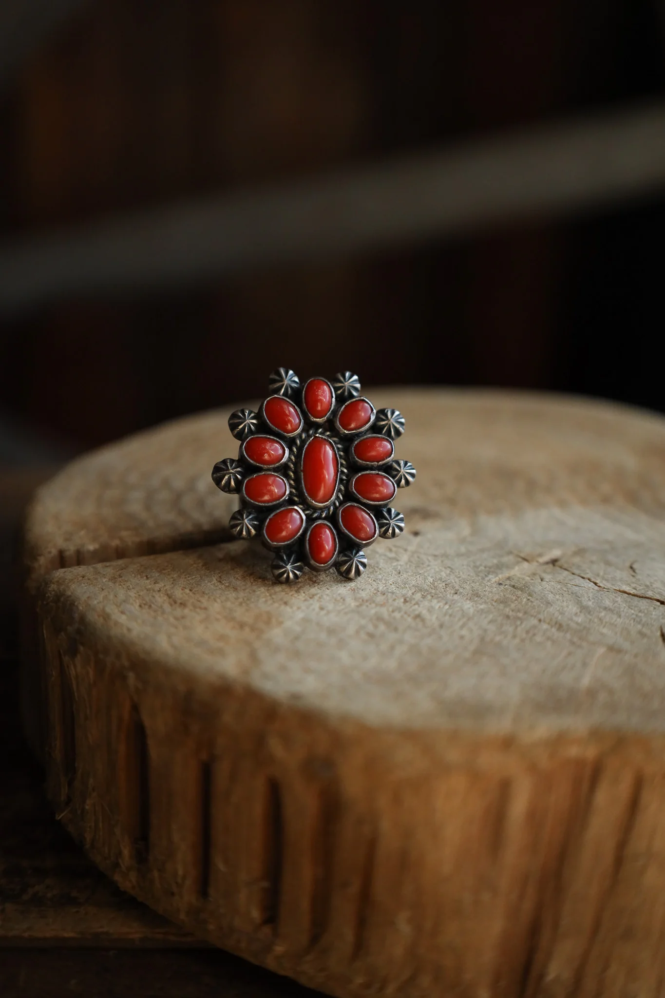 Coral Cluster With Starbursts Ring- Size Adjustable - Image 5