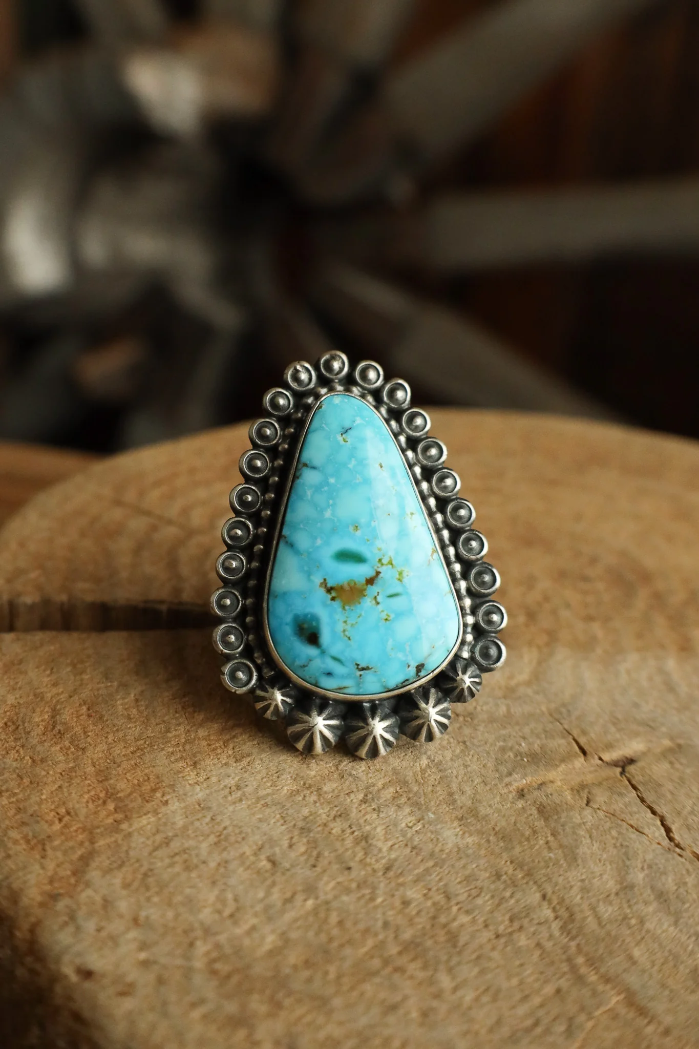 Kingman Turquoise Triangle Ring- Size 9