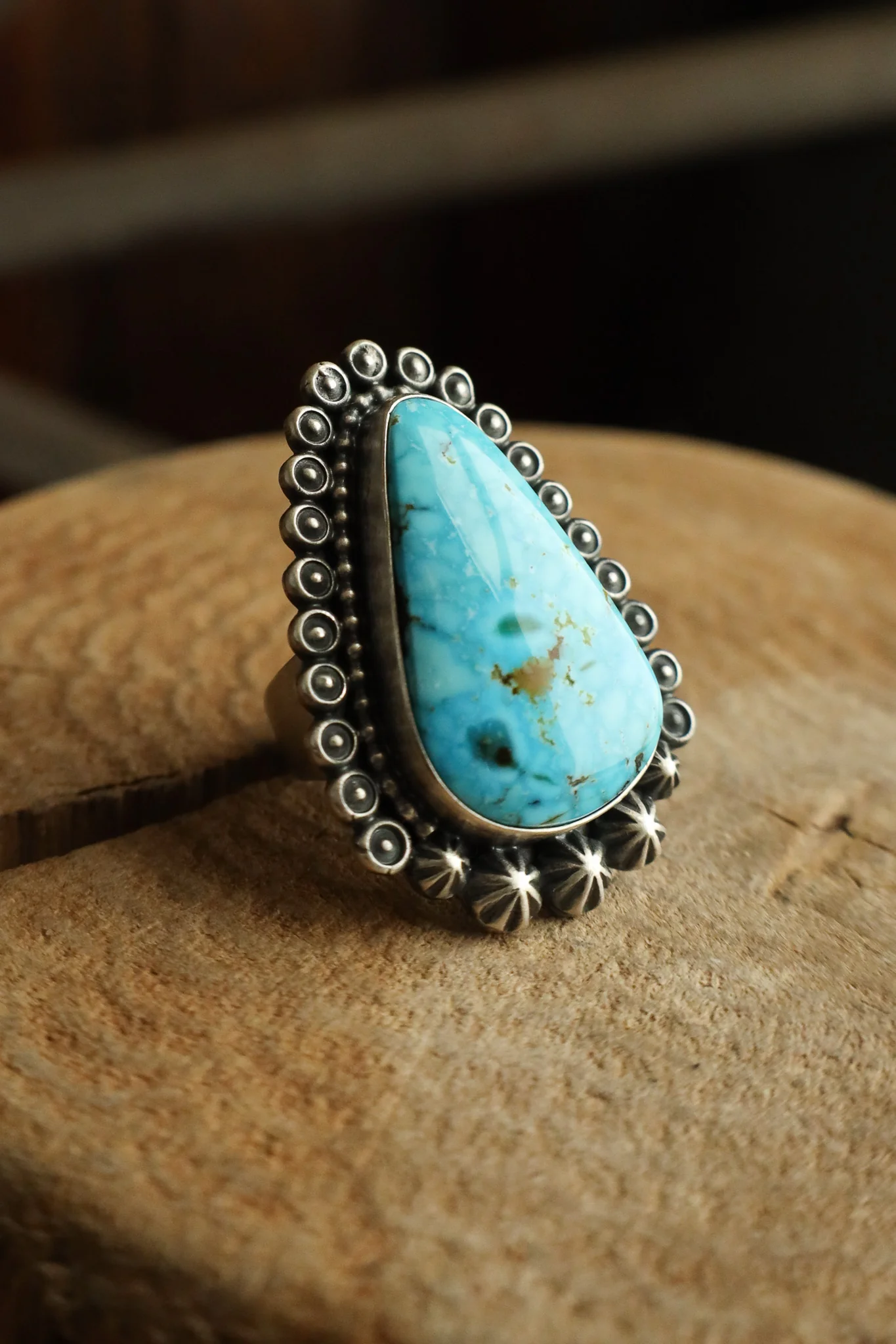 Kingman Turquoise Triangle Ring- Size 9 - Image 2