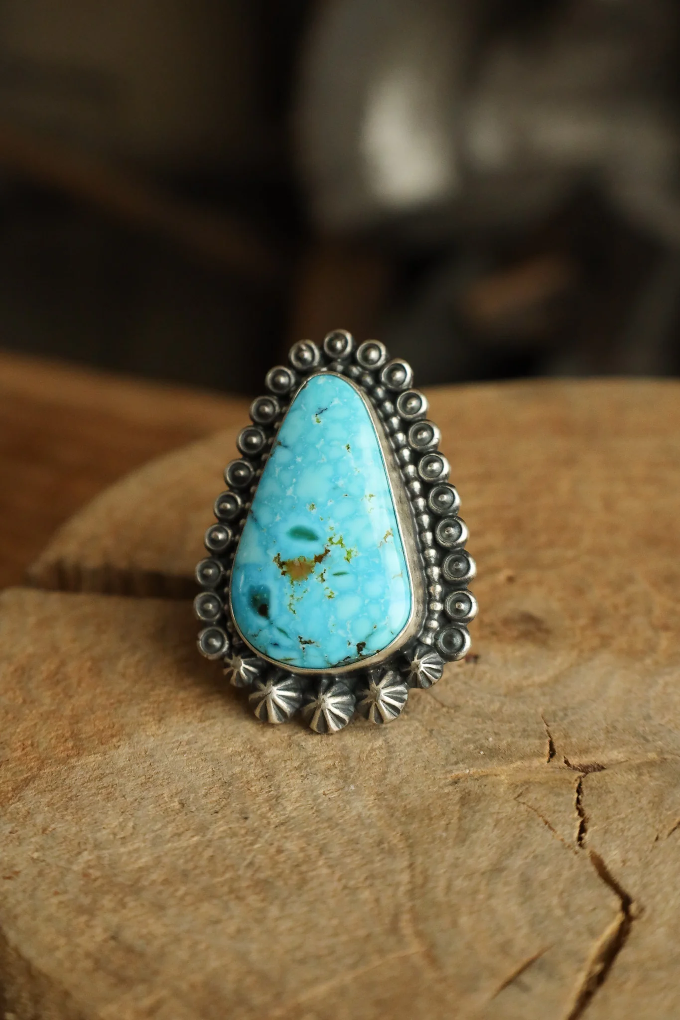 Kingman Turquoise Triangle Ring- Size 9 - Image 3