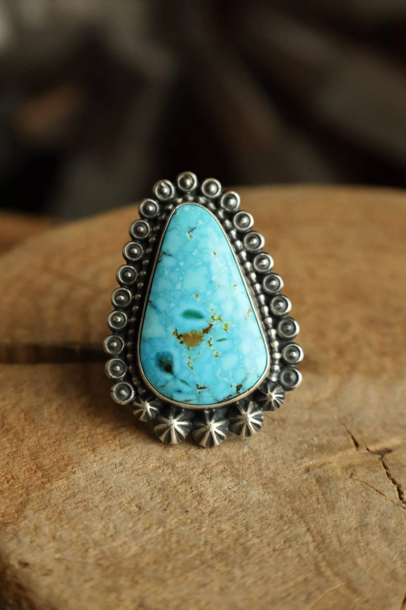 Kingman Turquoise Triangle Ring- Size 9 - Image 4