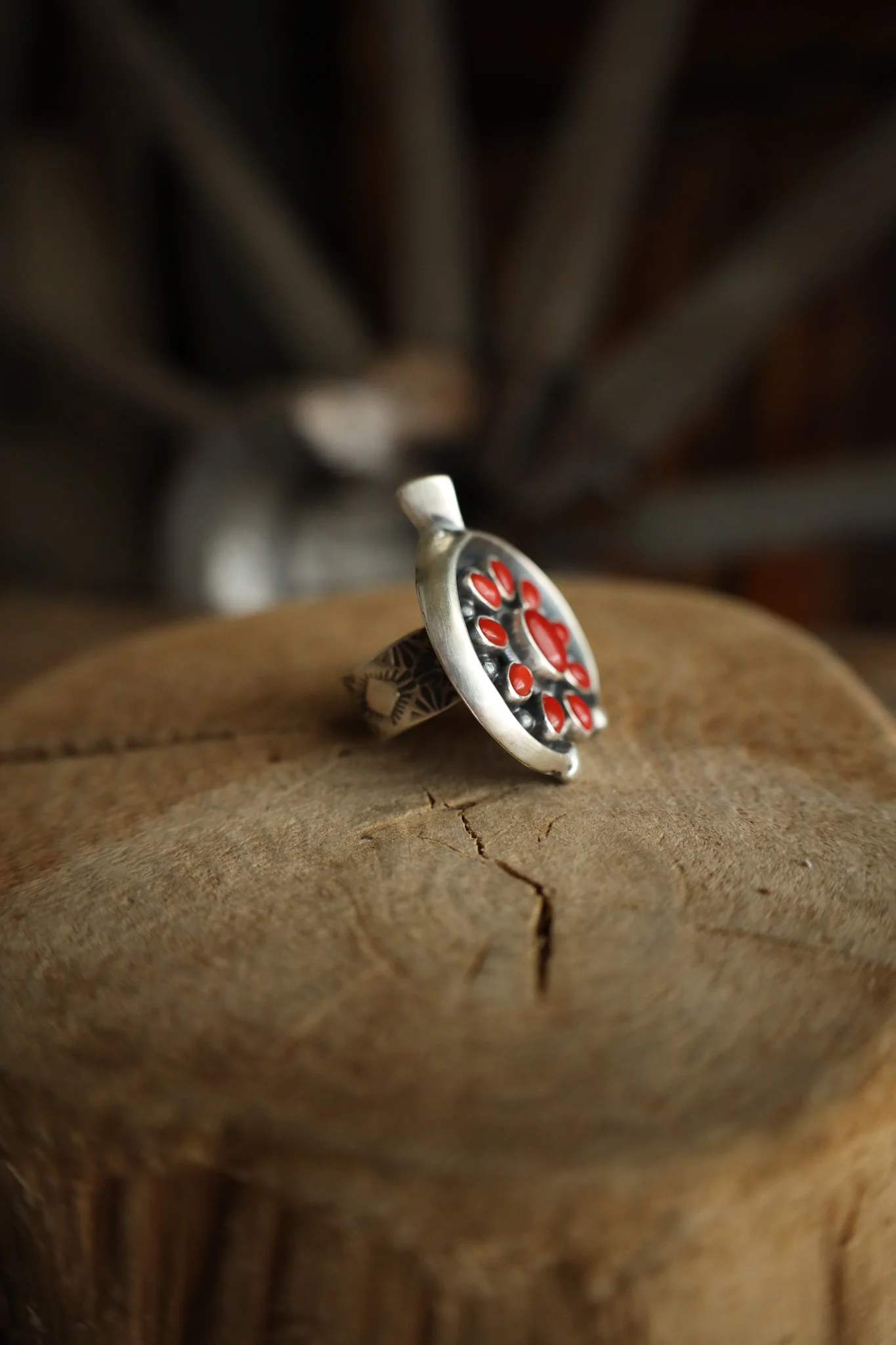 L & V Native Designs Naja Coral Cluster Ring- Adjustable - Image 5