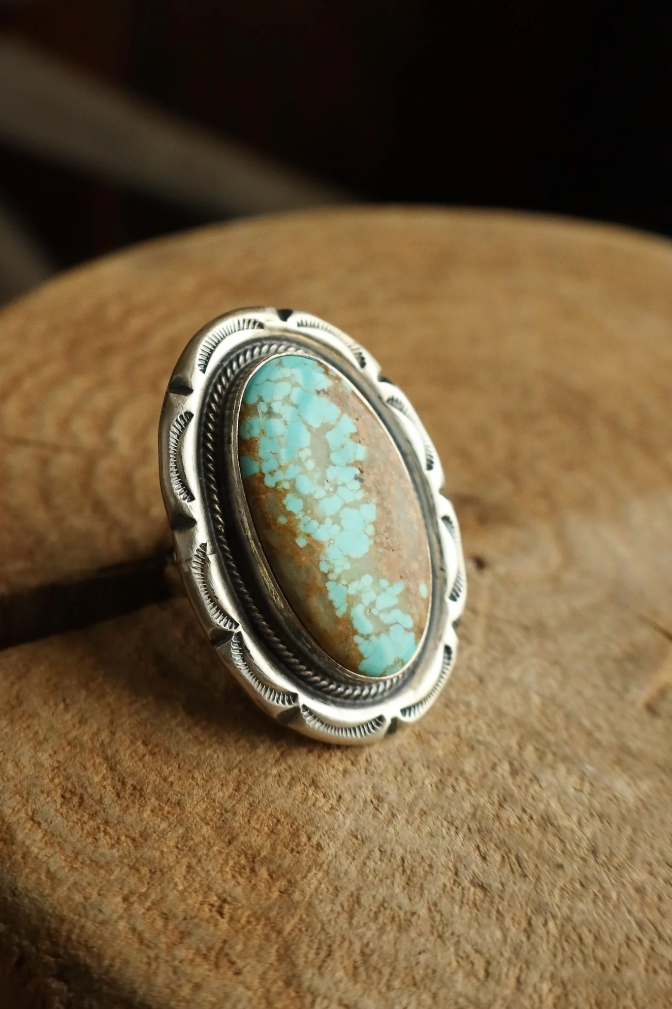 Turquoise Oval Framed Ring- Size 7 - Image 2